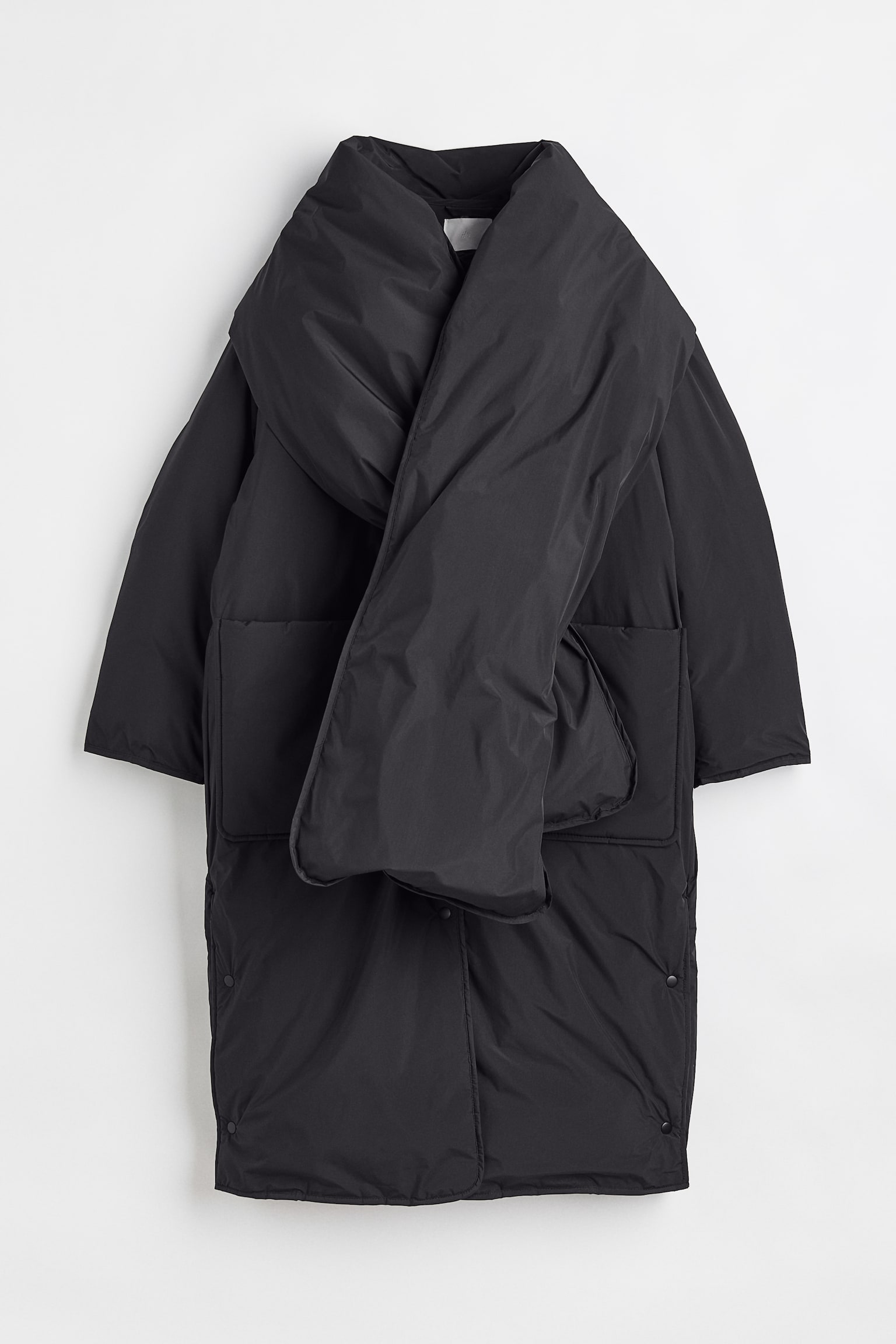 Oversized water-repellent down coat - Black - 1