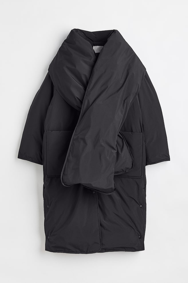 Oversized water-repellent down coat - Black - 2