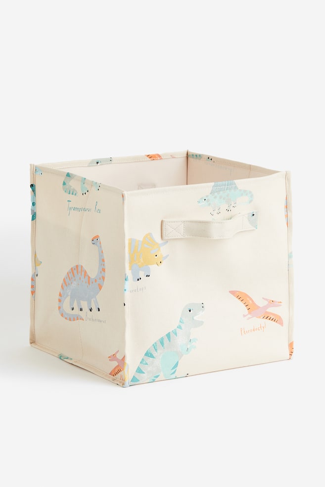 Printed storage basket - Light beige/Dinosaurs/White/Rainbows/Light beige/Spotted/Light turquoise/Floral - 1