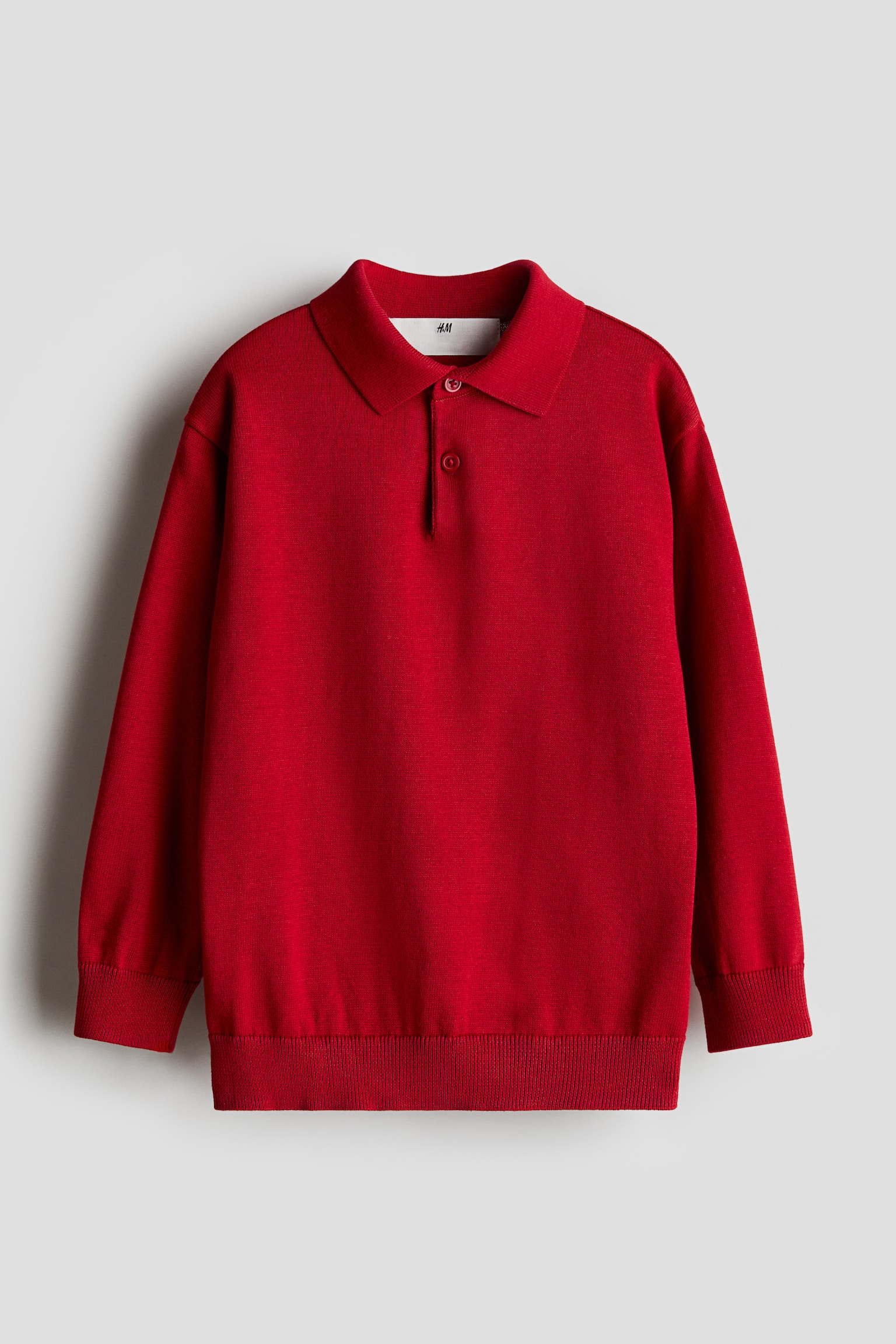 Fine-knit polo shirt - レッド/クリーム/ブラック - 1