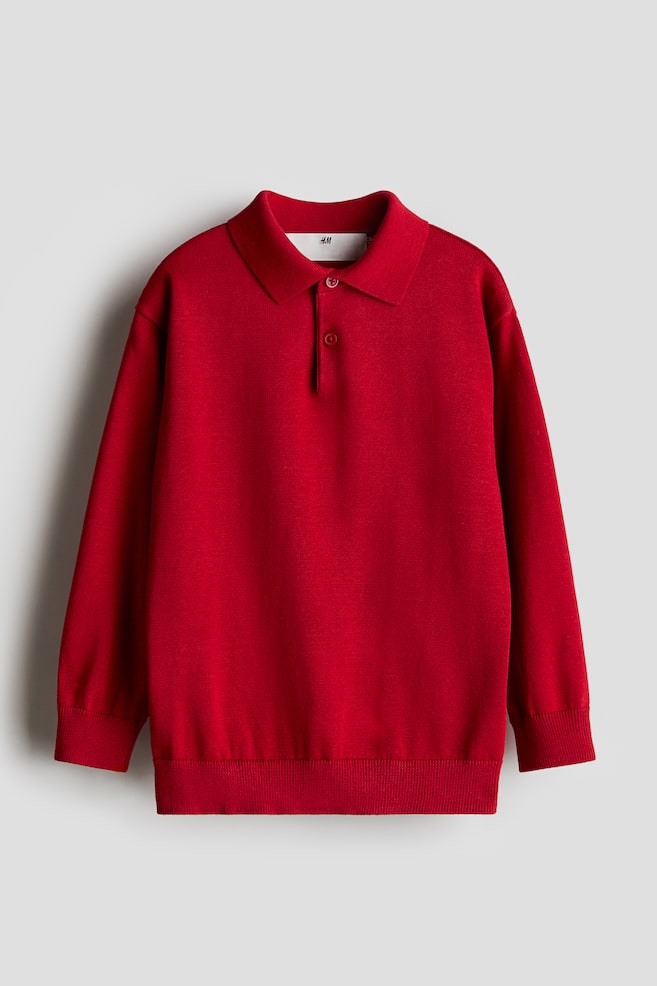 Polo in maglia sottile - Rosso/Rosso scuro - 1