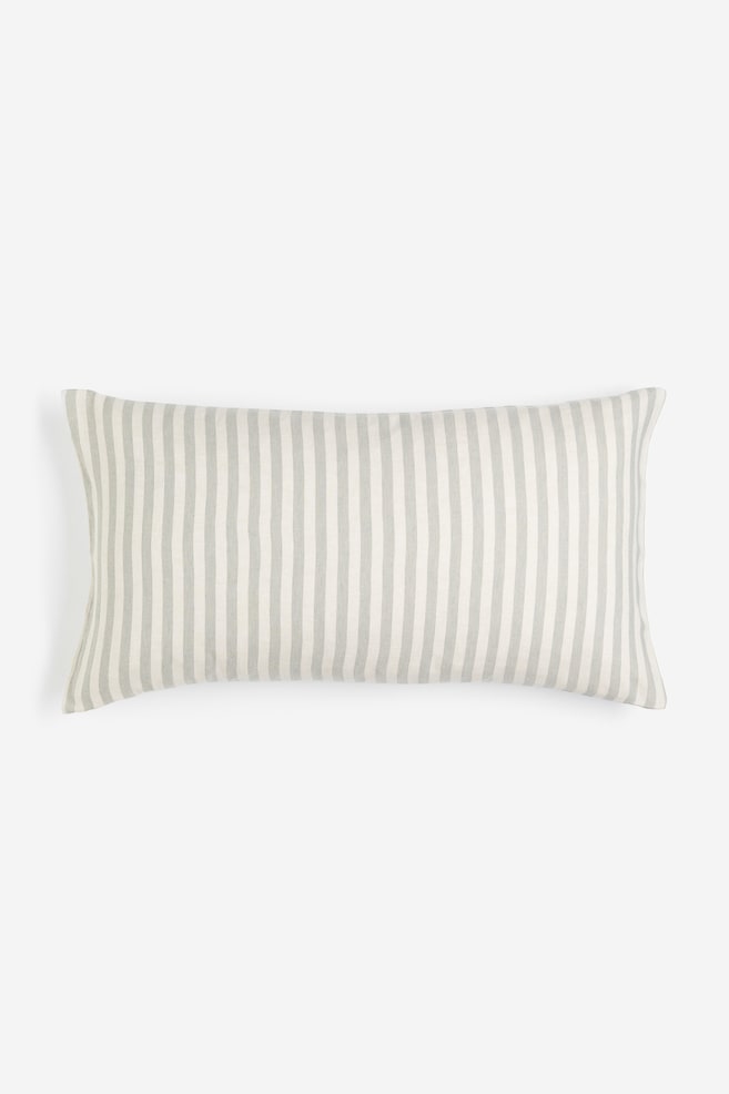 Linen-blend cushion cover - Light beige/Striped - 1