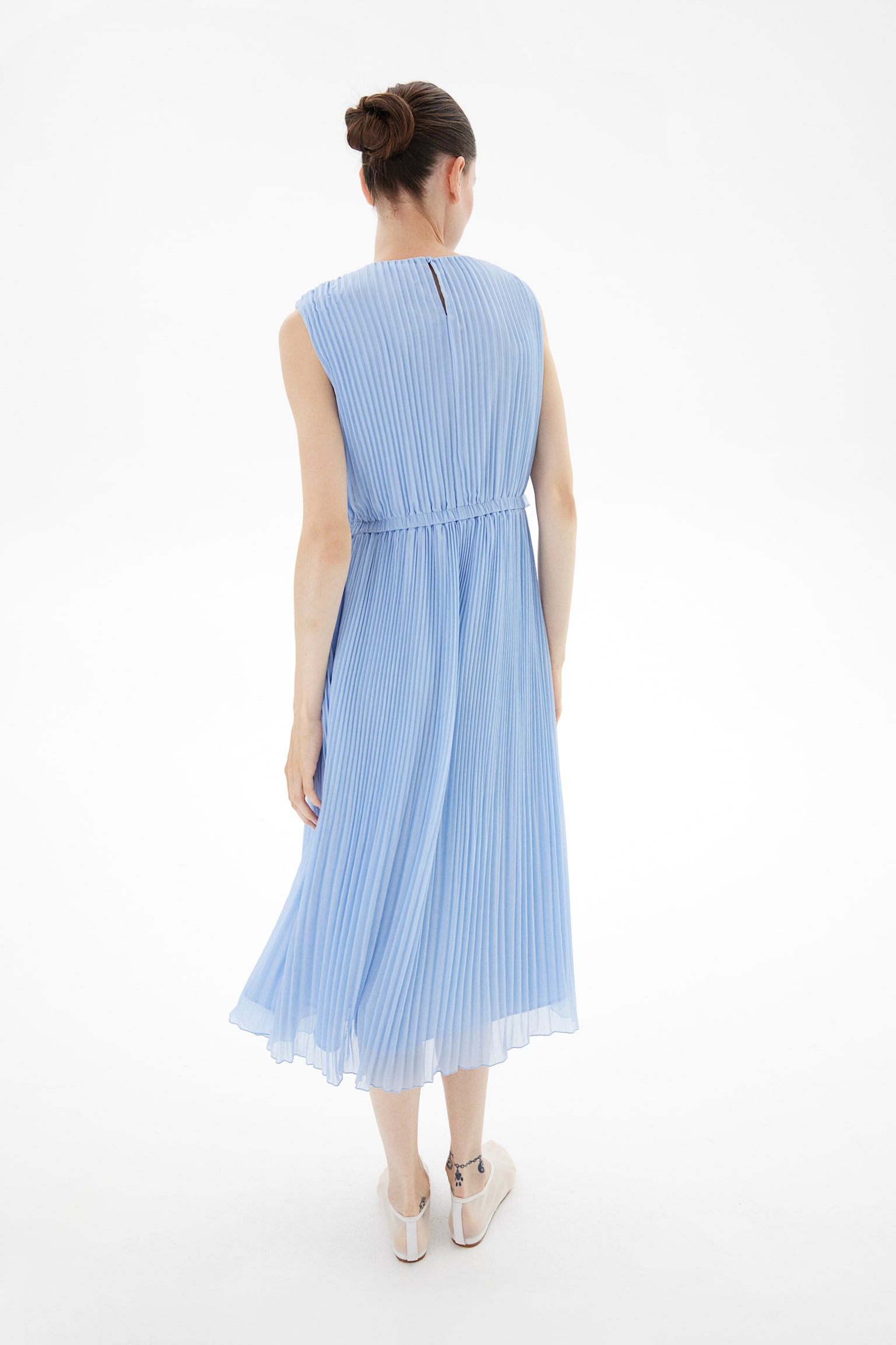 MAMA Pleated Nursing Dress - Light blue/Light green - 5