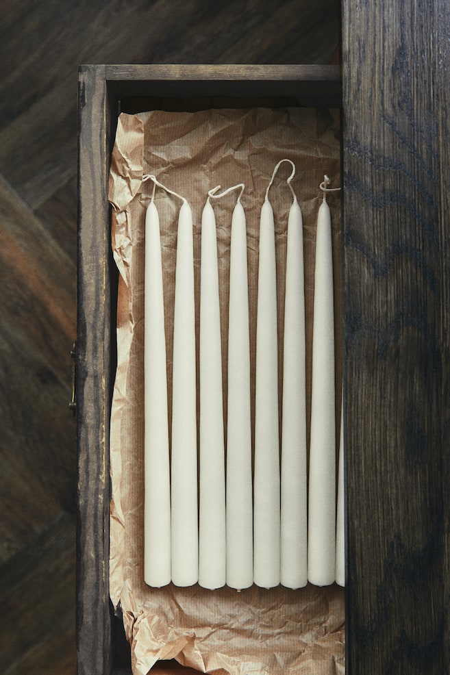 6-pack Taper Candles - White/Sage green/Light yellow/Light beige/Dark brown/Red/Light pink - 2