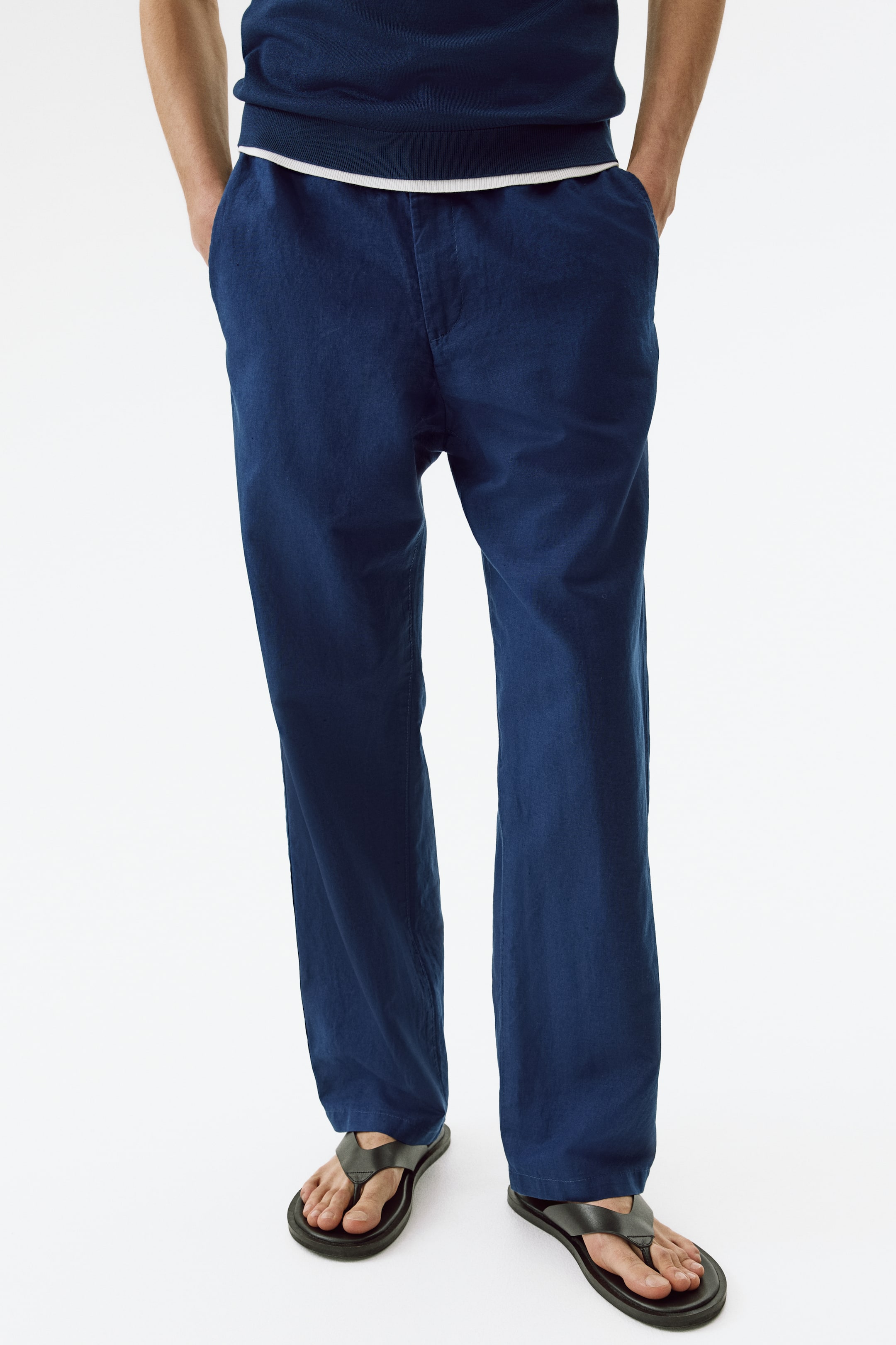 Regular-Fit Linen-Blend Pants