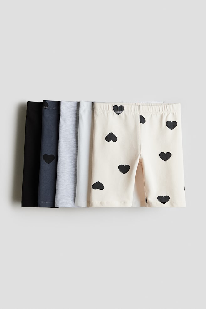 5-pack cotton cycling shorts - Grey/Hearts/Green/Spotted/Orange/Leopard print/Black/Light pink/Pink/Navy blue/Striped/Dark red/Dark pink - 1