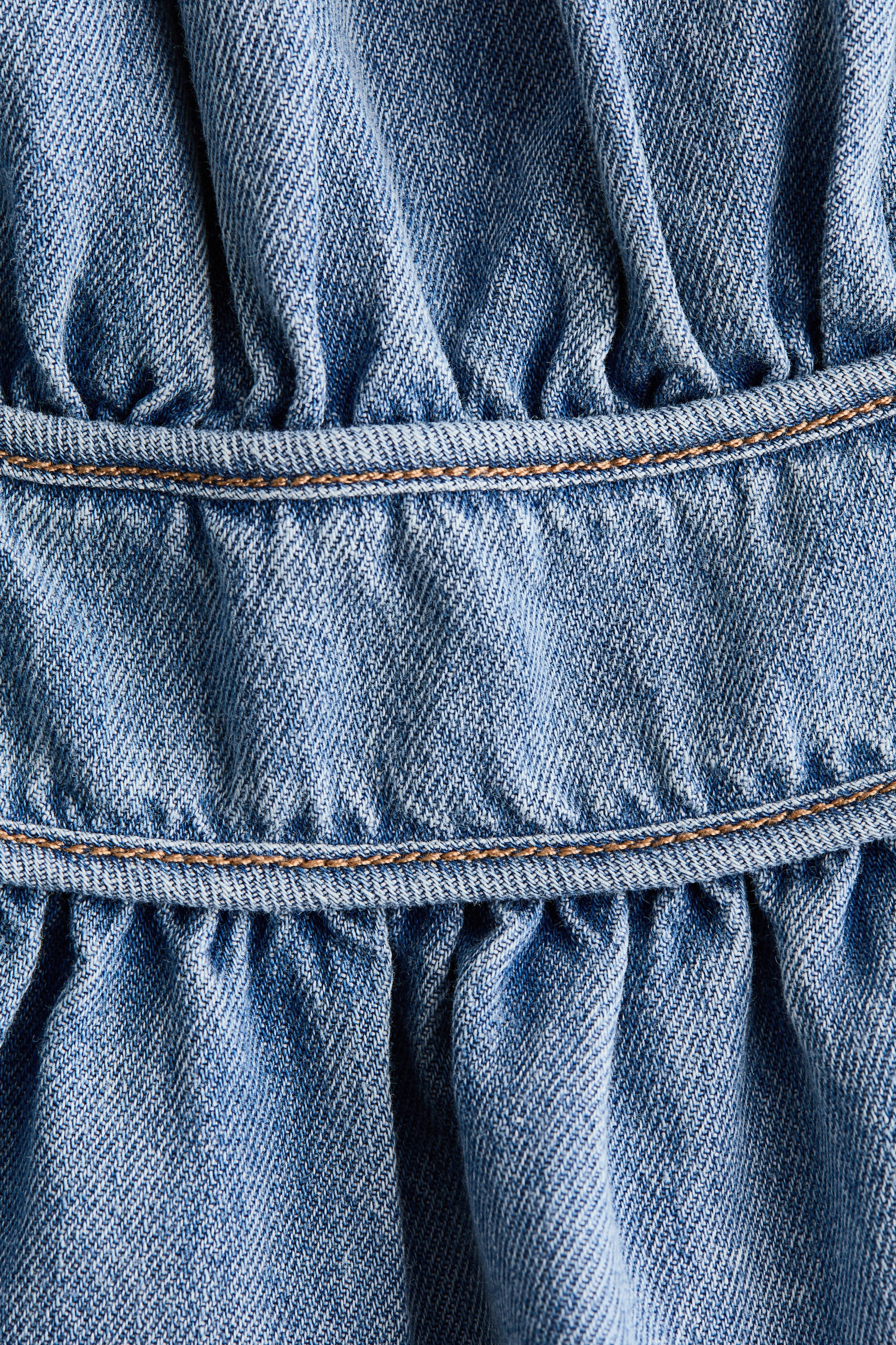 Denim Top with Tie Shoulder Straps
