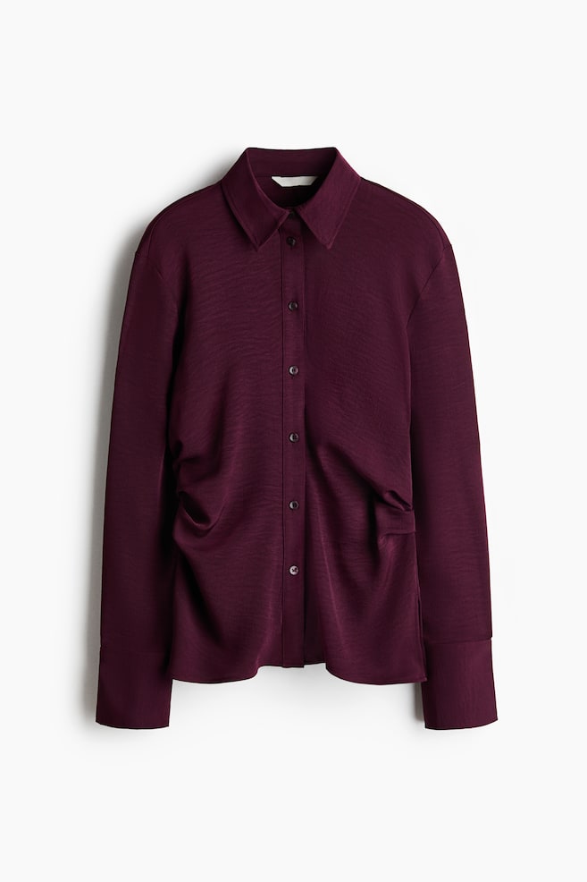 Draped Shirt - Dark purple/Dark turquoise/Dark dusty pink/Cream - 1