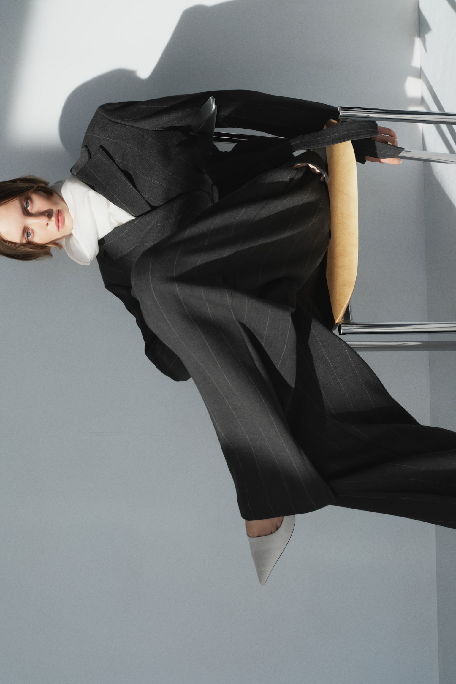 Wrap blazer - Dark grey/Pinstriped - 5