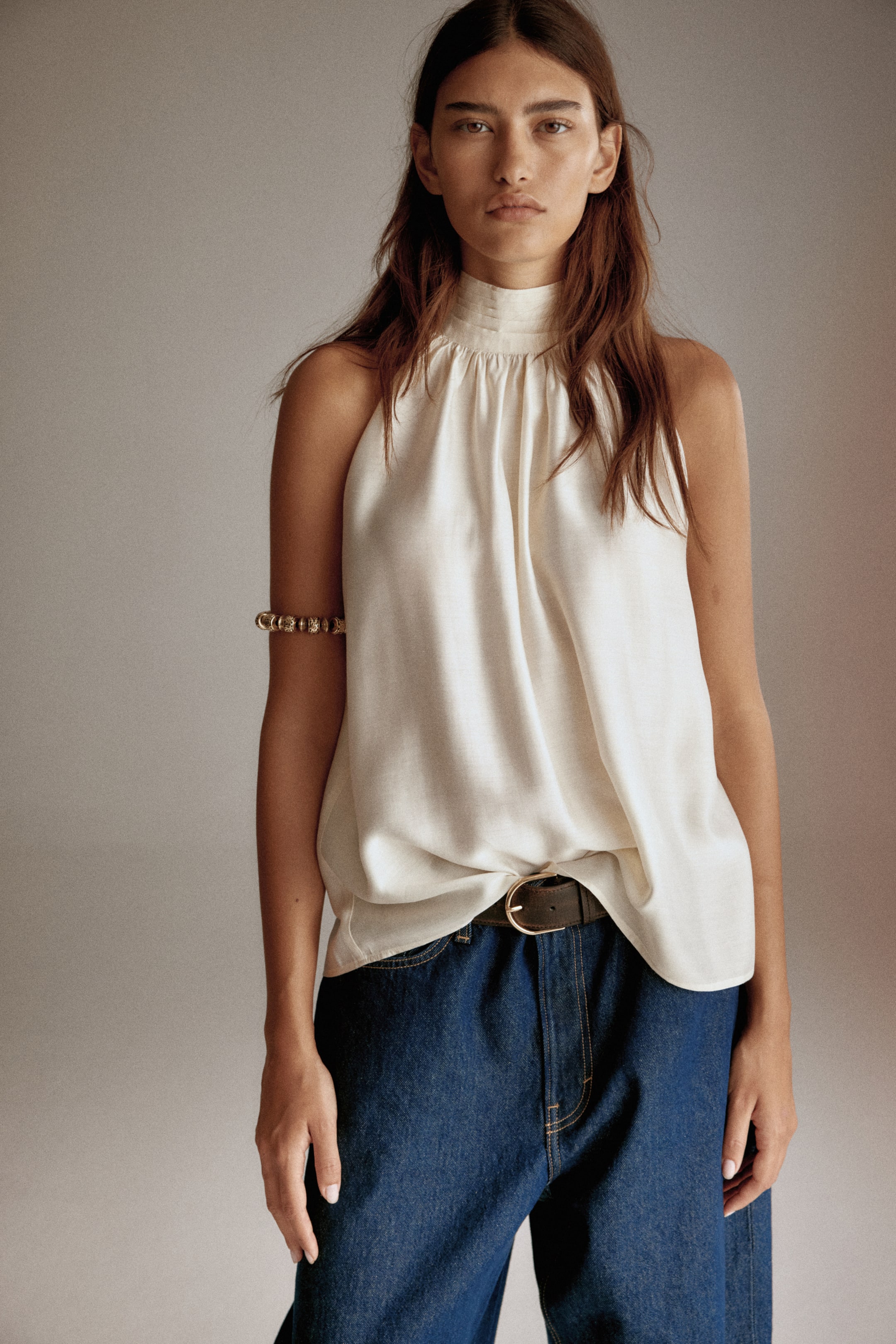 View larger image: Draped-collar top - Cream - Ladies | H&M IN 2