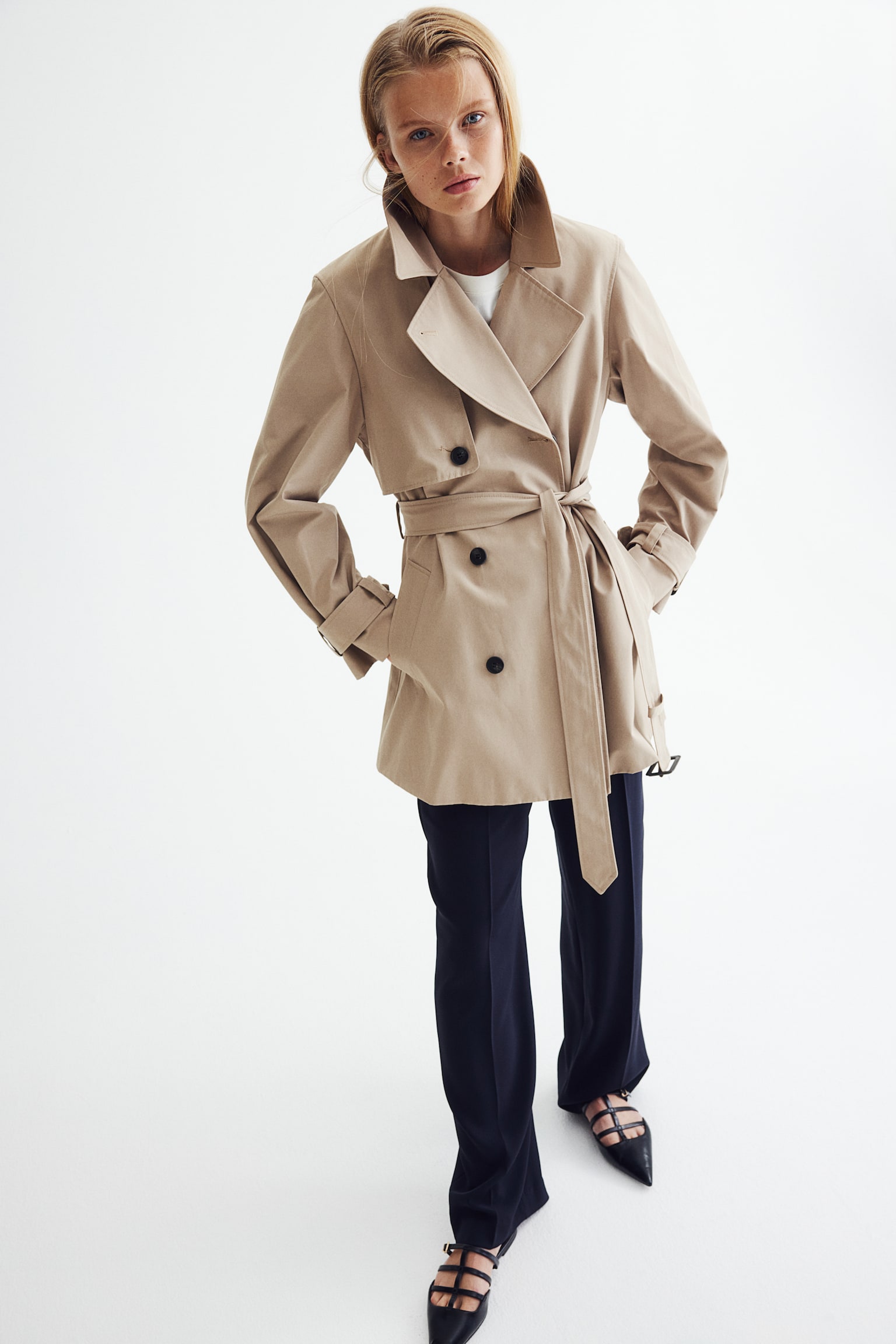 Short trench coat - Beige - 4