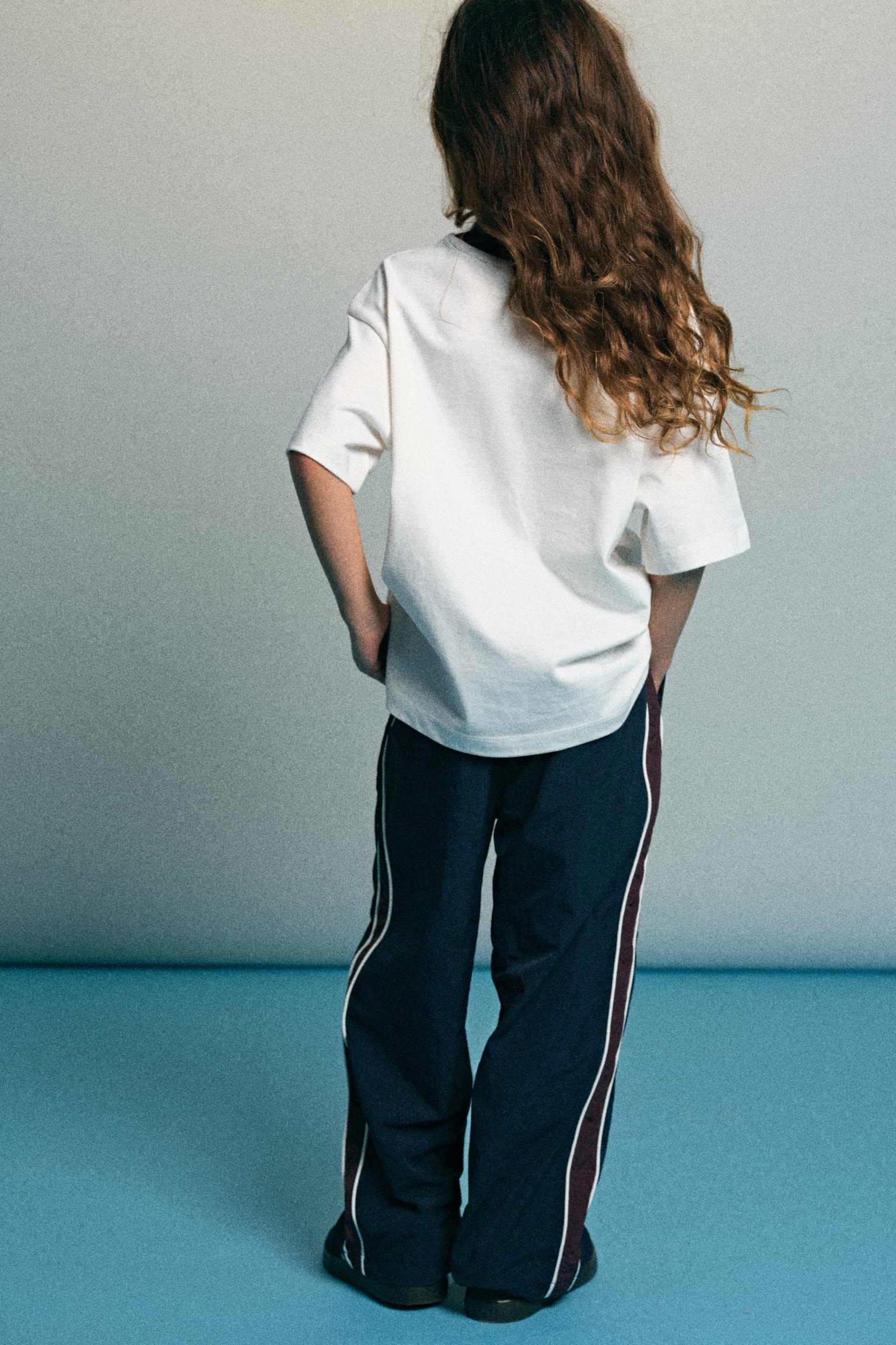 Wide embroidery-detail joggers - Navy blue/Kodak - 5