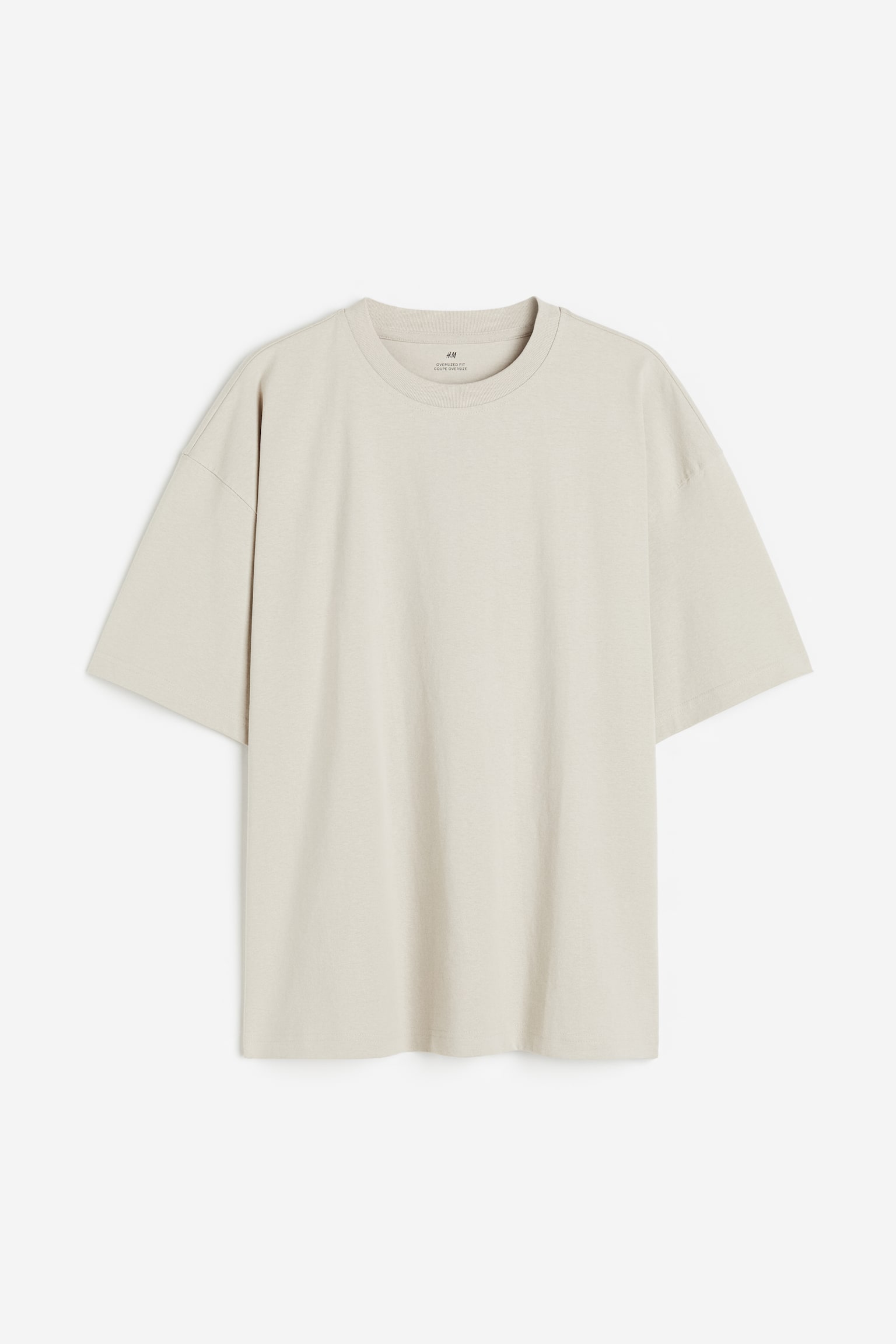 Katoenen T-shirt - Oversized Fit - Lichtbeige/Wit/Lichtgrijs gemêleerd