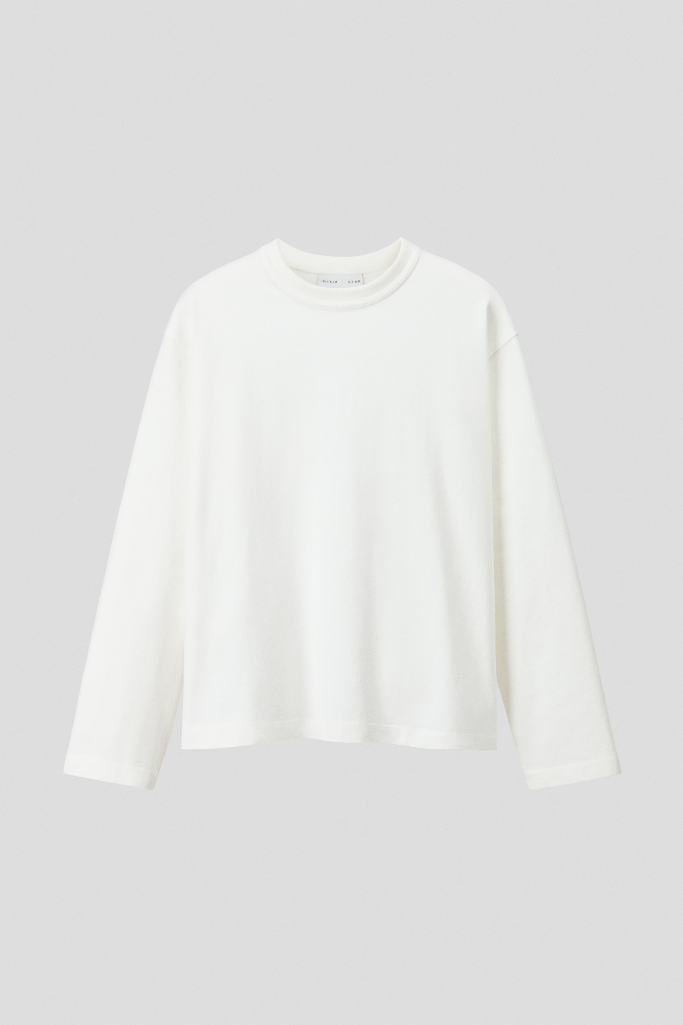 ルーズフィット 長袖コットンTシャツ - ホワイト