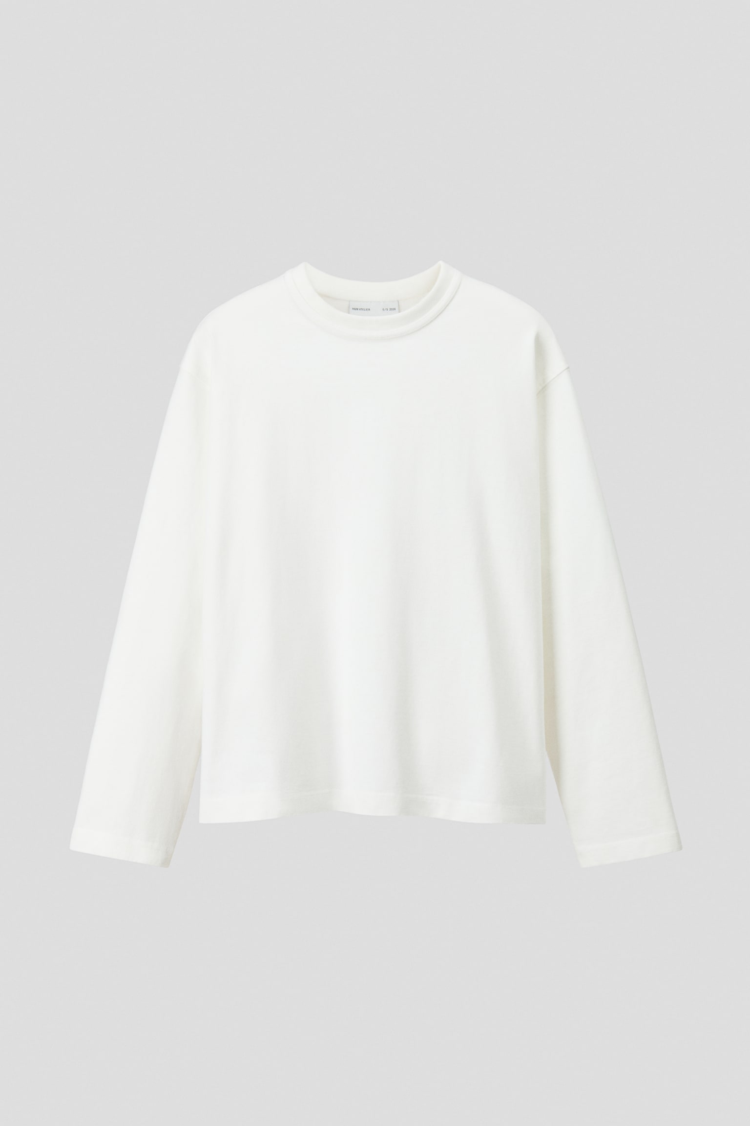 Loose Fit Long-sleeved cotton T-shirt - לבן - 2