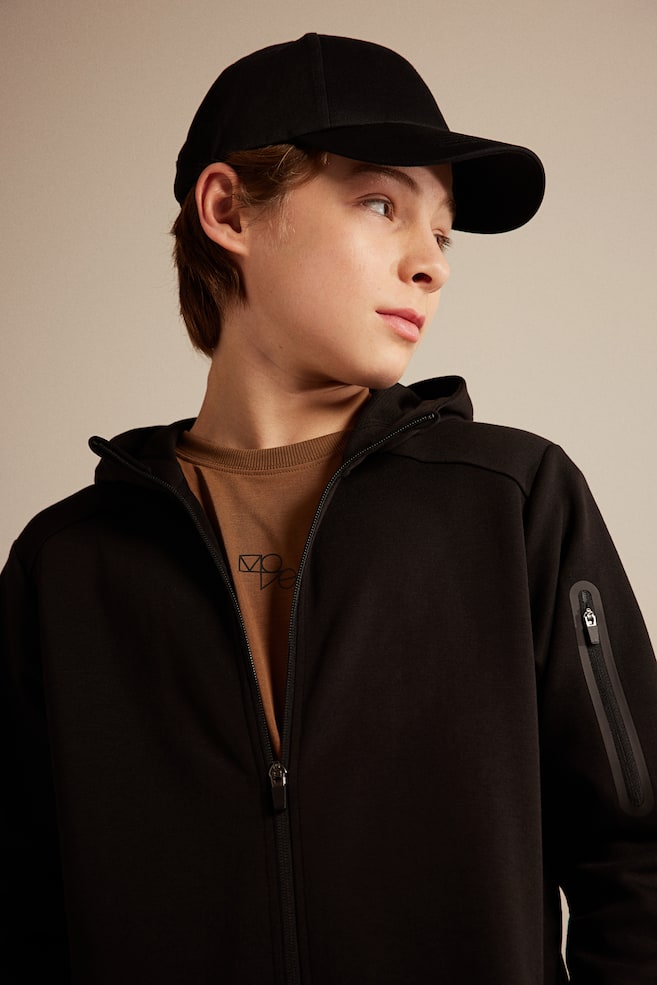 Zip-through sports hoodie - Black/Dark grey marl/Light grey marl - 2