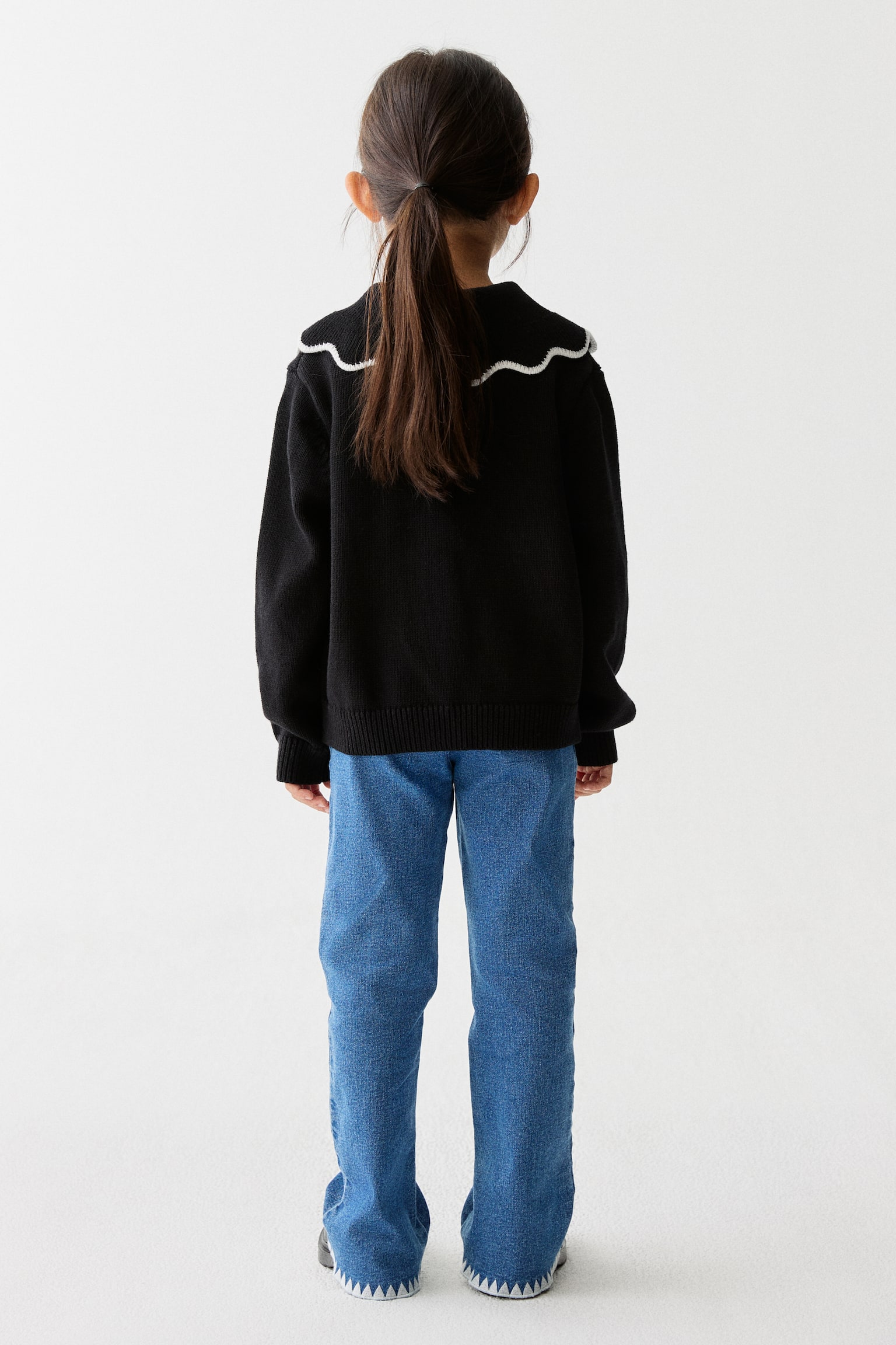 襟付きカーディガン - ブラック - 6