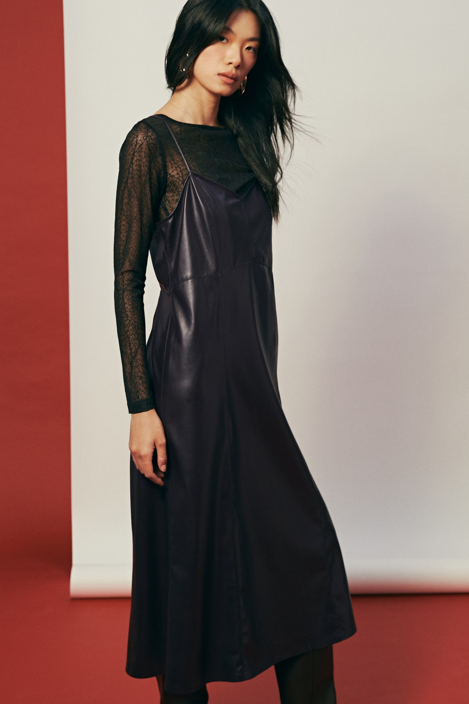 Coated slip dress - Dark purple - 6