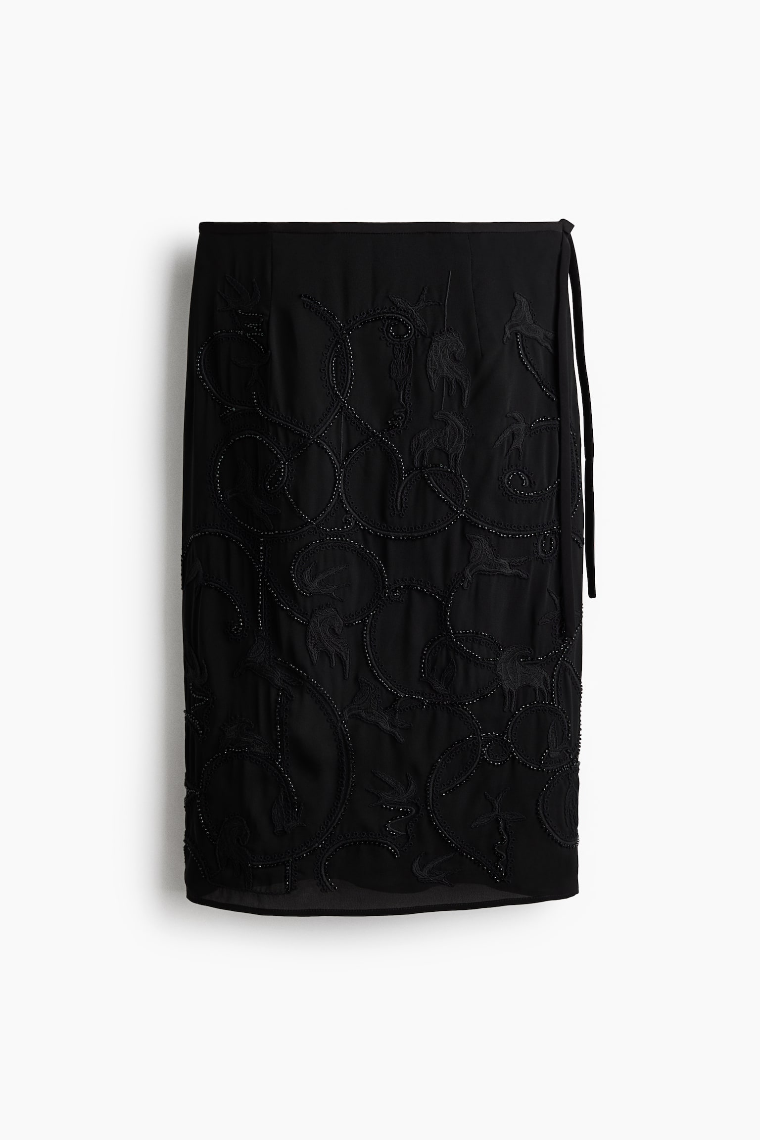 Bead-embroidered skirt - Black - 1