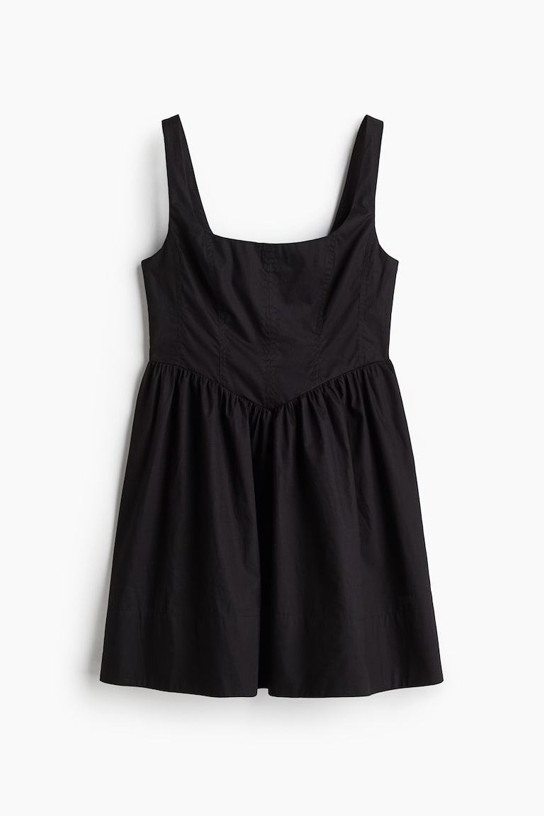 Women's Black/floral Dress with Flared Skirt | H&M US