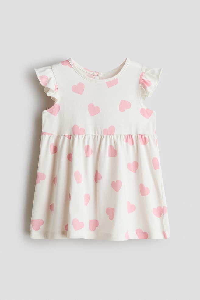 Printed Cotton Dress - Cream/hearts/Light dusty green/cherries/Light purple/floral - 1