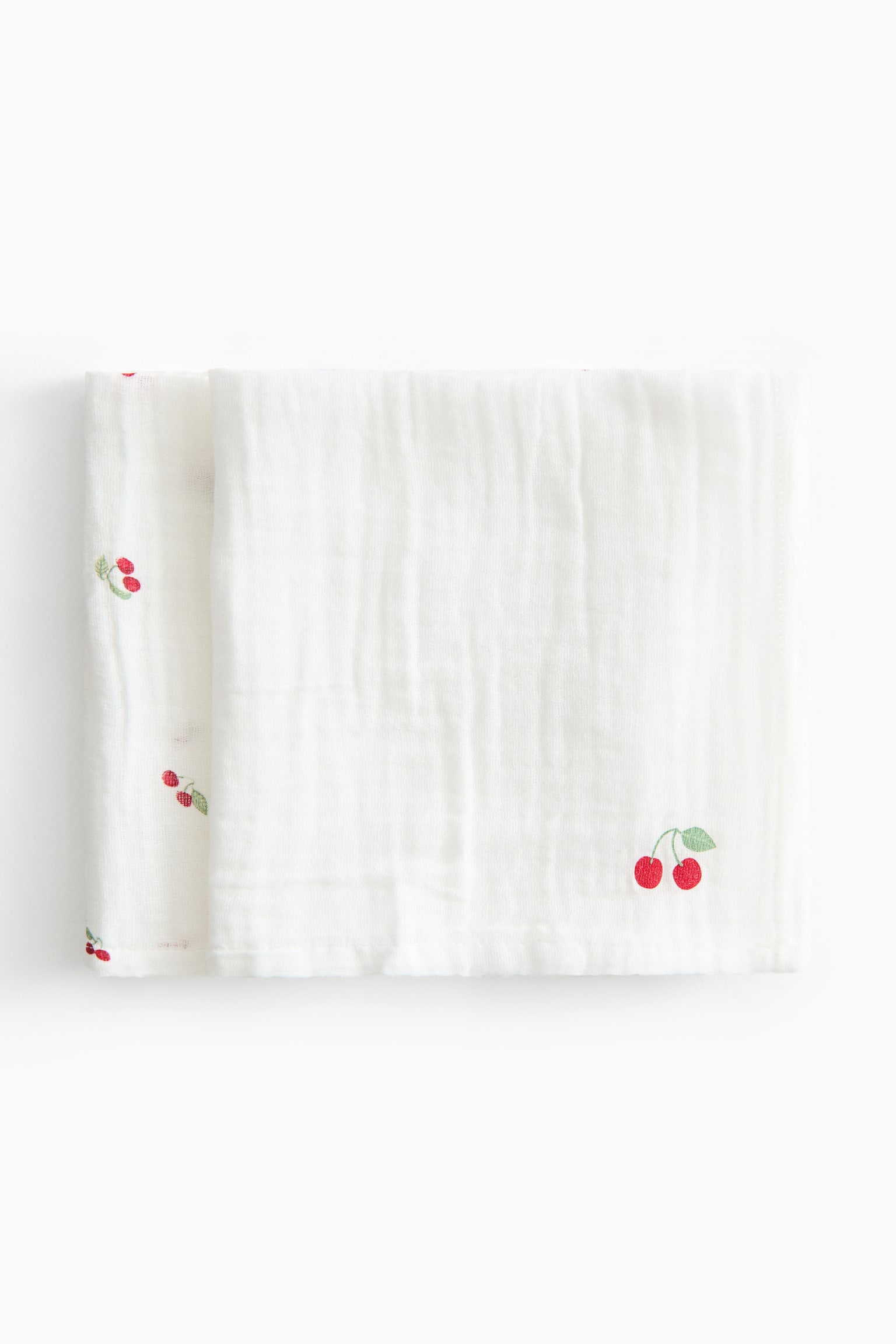 2-Pack Muslin Cloths - White/cherries/Light beige/fish/Light blue/planes/Light pink/floral/Cream/floral - 1