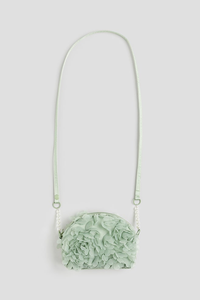 Borsa a tracolla rivestita con fiori in tessuto - Verde polvere chiaro - 1