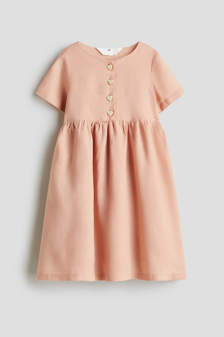 Girls - Powder Pink Linen Dress - Size: 2T (1 -2Y) - H&M