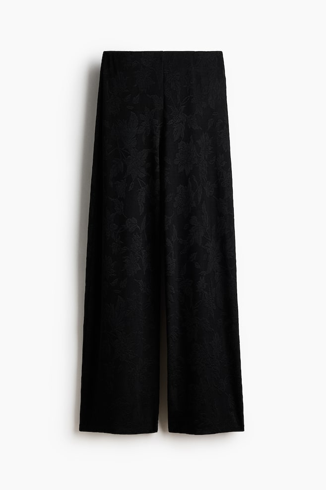 Pantalon à taille élastique en jersey jacquard - Noir - 1