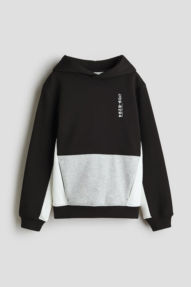 Color-Block Hoodie - Black - 1