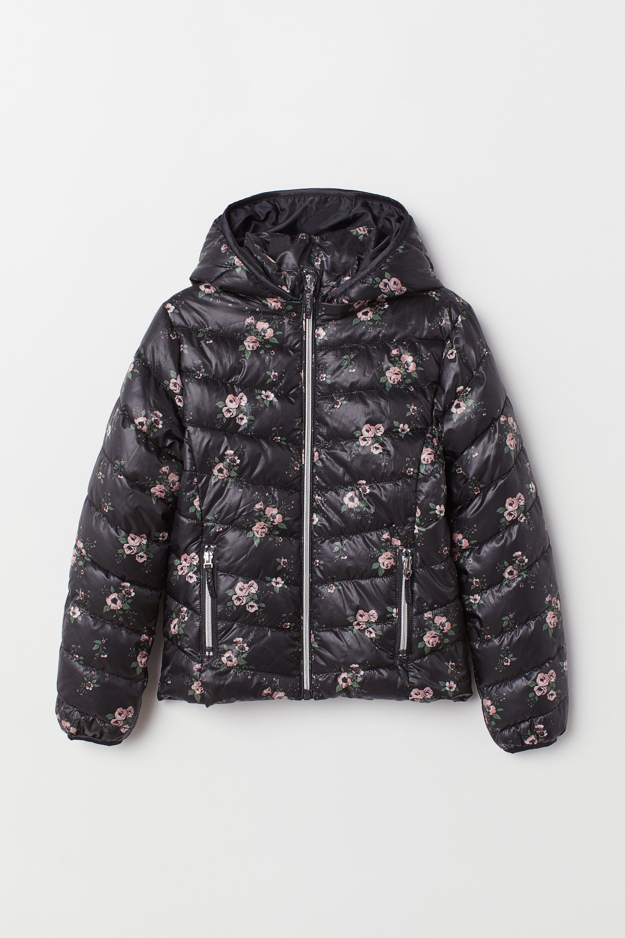 Größeres Bild ansehen: Wattierte Jacke - Schwarz/Geblümt - Kids | H&M DE 1