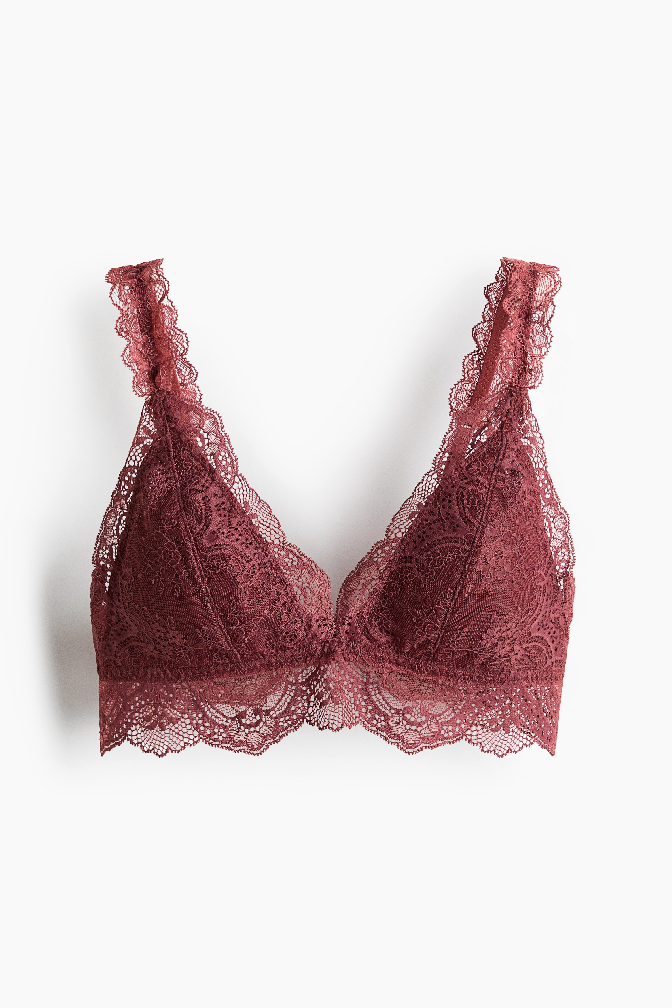 Padded soft lace bra - Dark red/Light pink