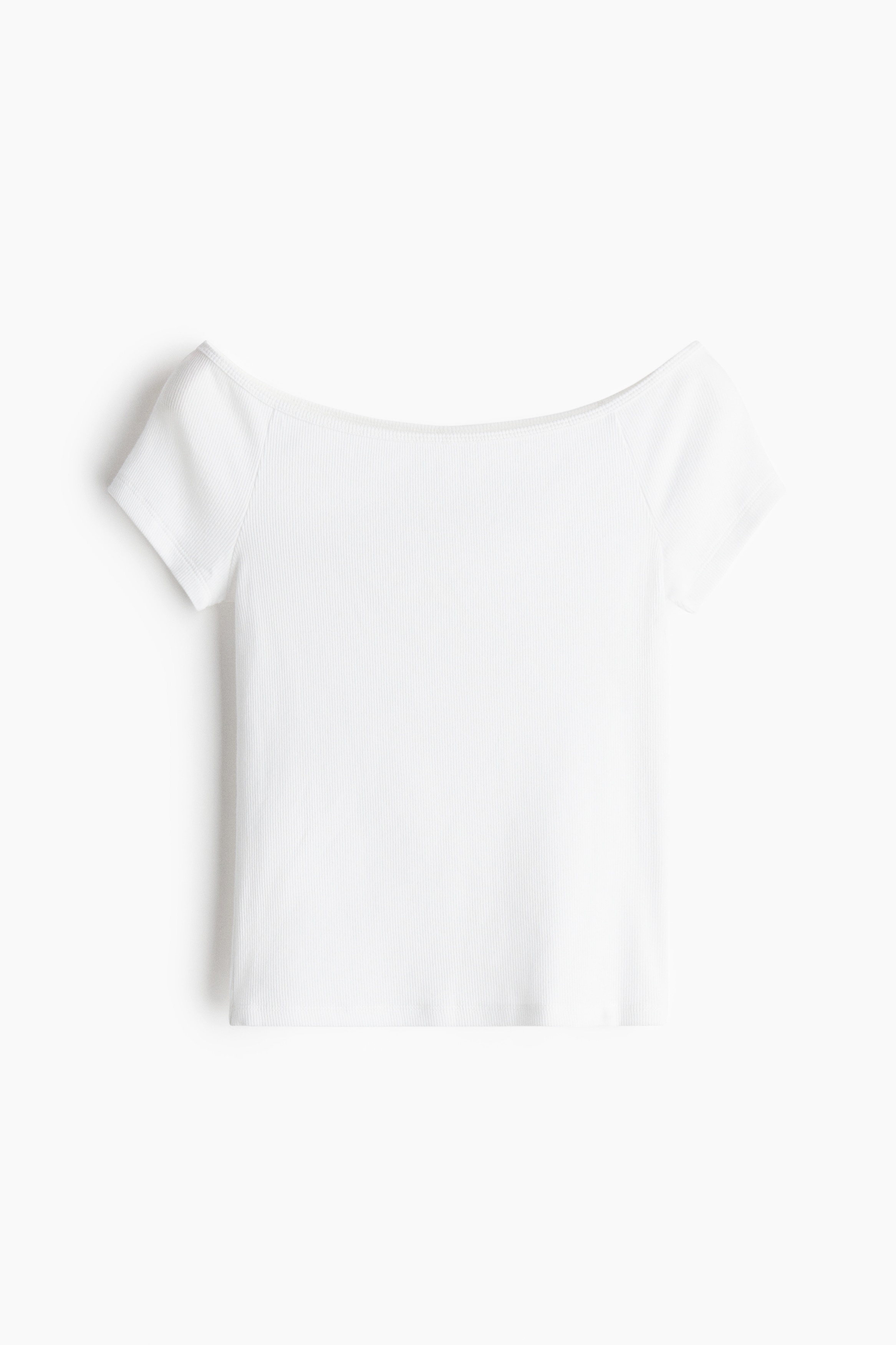 Ribbed Off-the-Shoulder Top - White/Gray melange