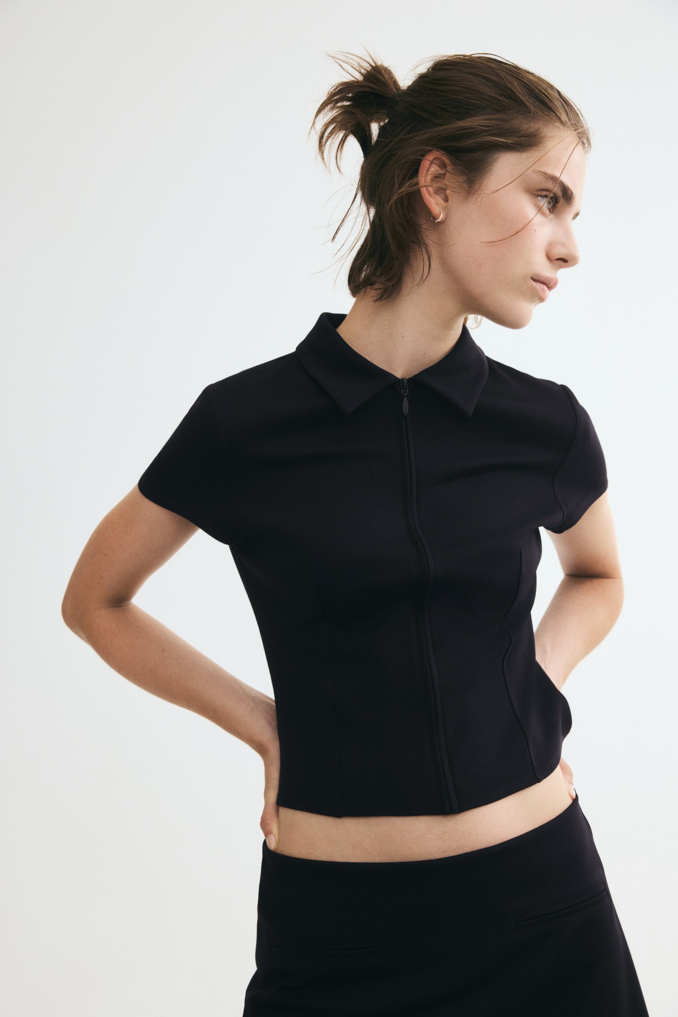 Viscose-Blend Top with Zipper