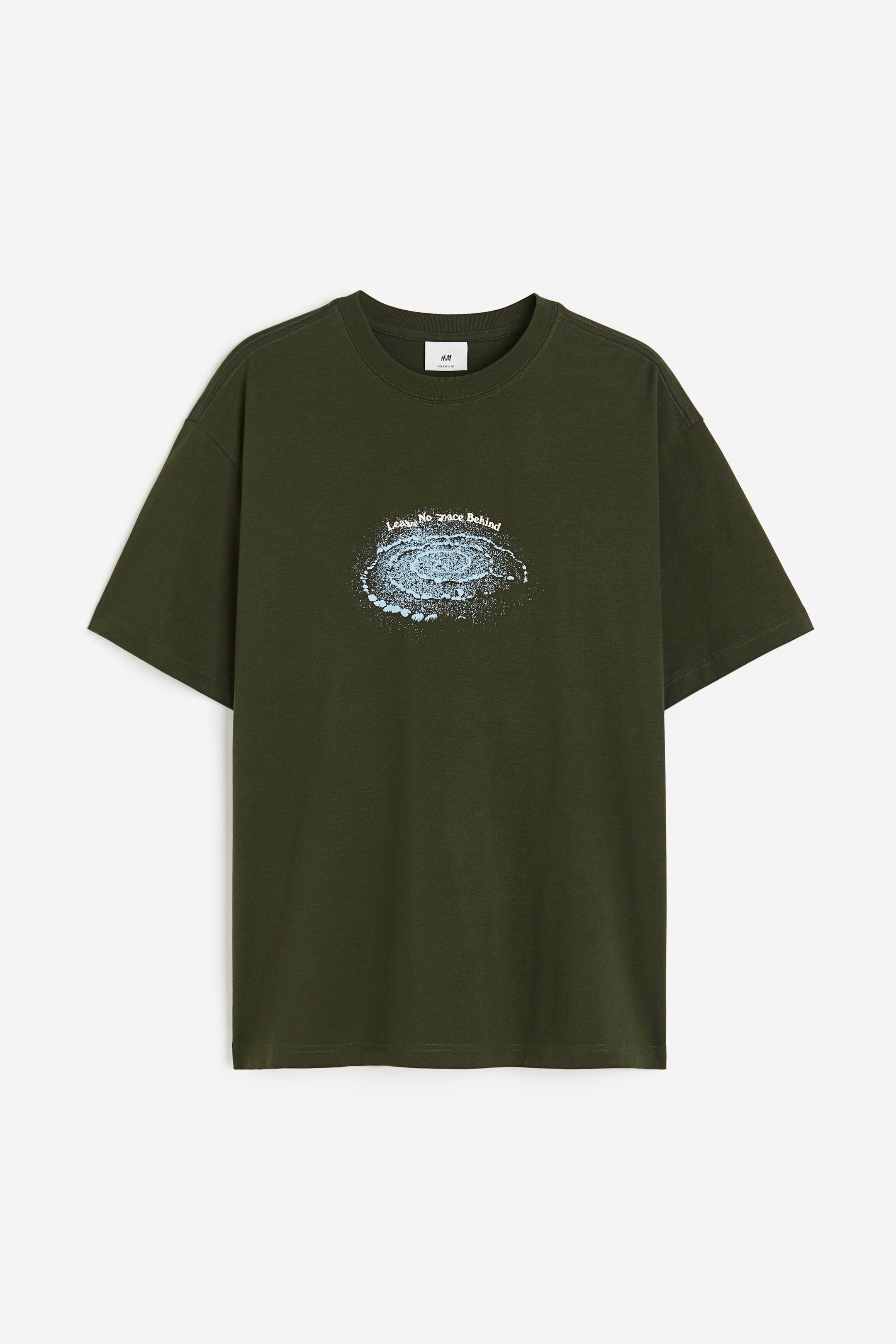 Xem ảnh lớn hơn: Áo thun Loose Fit - Màu xanh lá đậm/Vũ trụ - Men | H&M VN 1