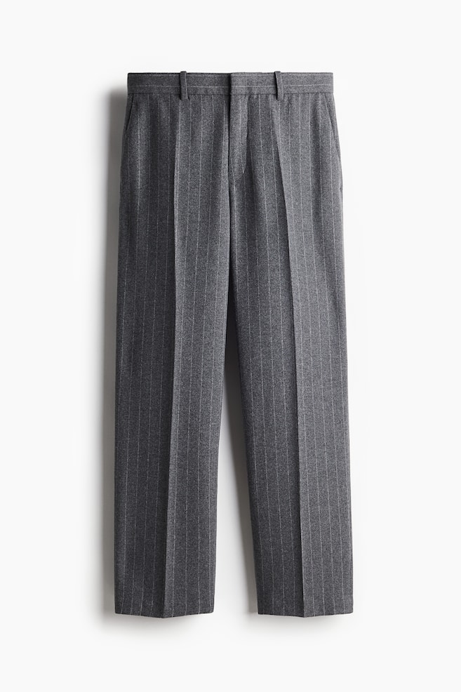 Relaxed Fit Wool-blend suit trousers - Dark grey/Pinstriped/Dark grey - 1