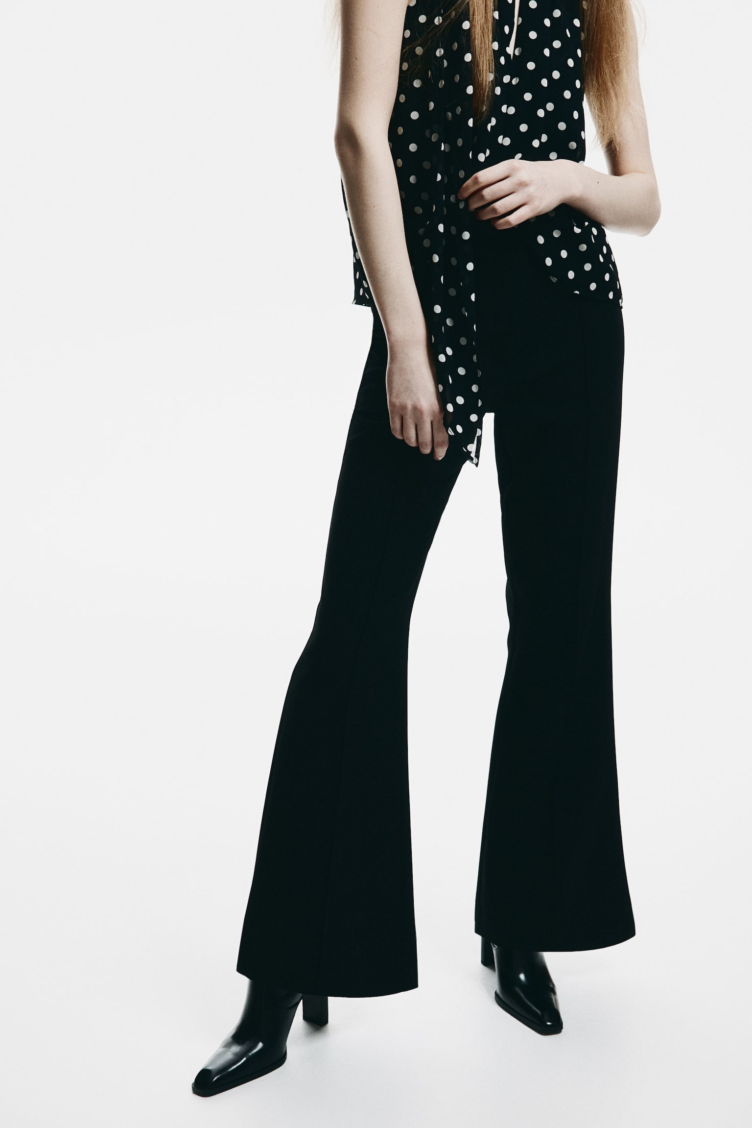 Flared tailored trousers - Black - 4