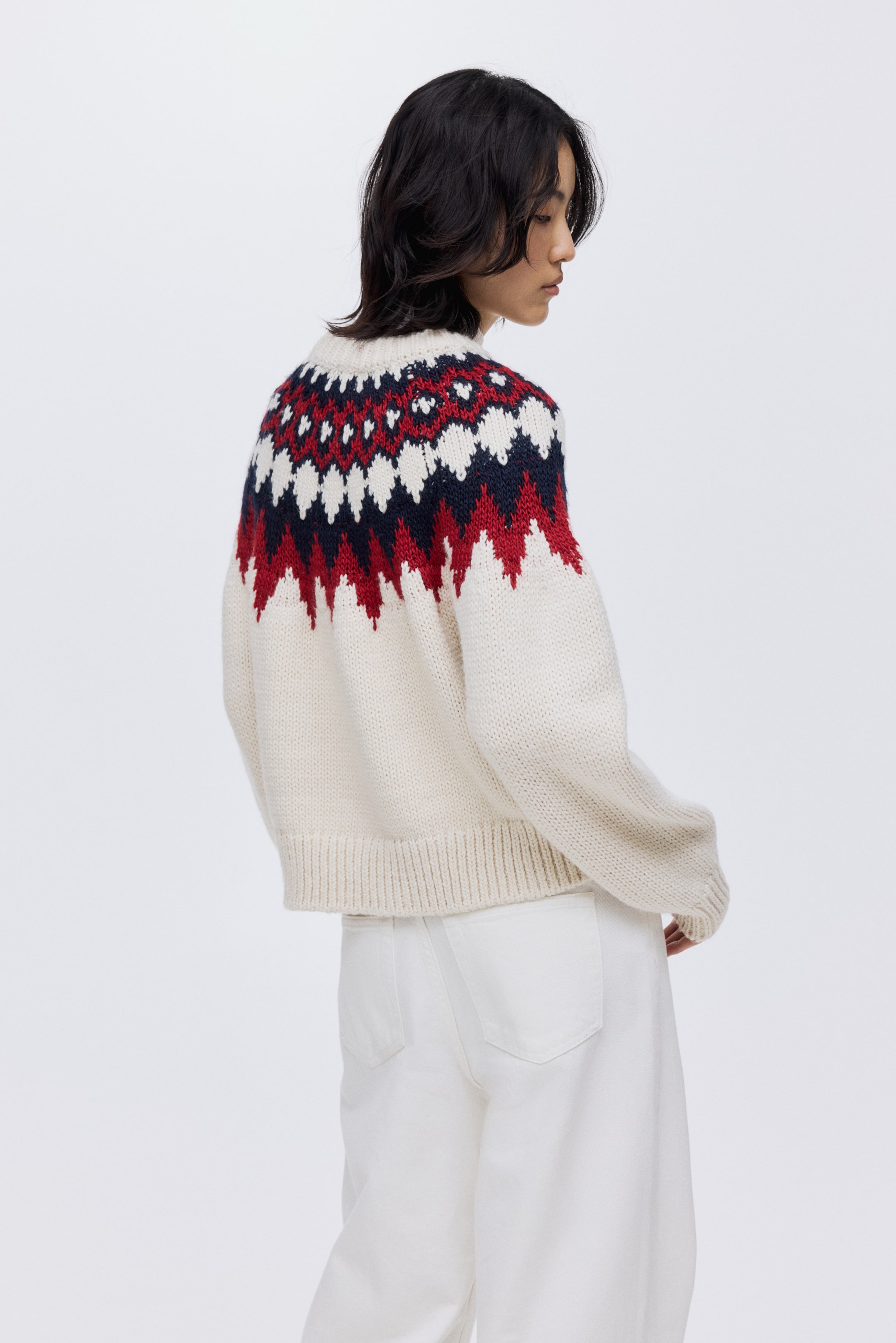 View larger image: Jacquard-knit jumper - Cream/Patterned - Ladies | H&M 3