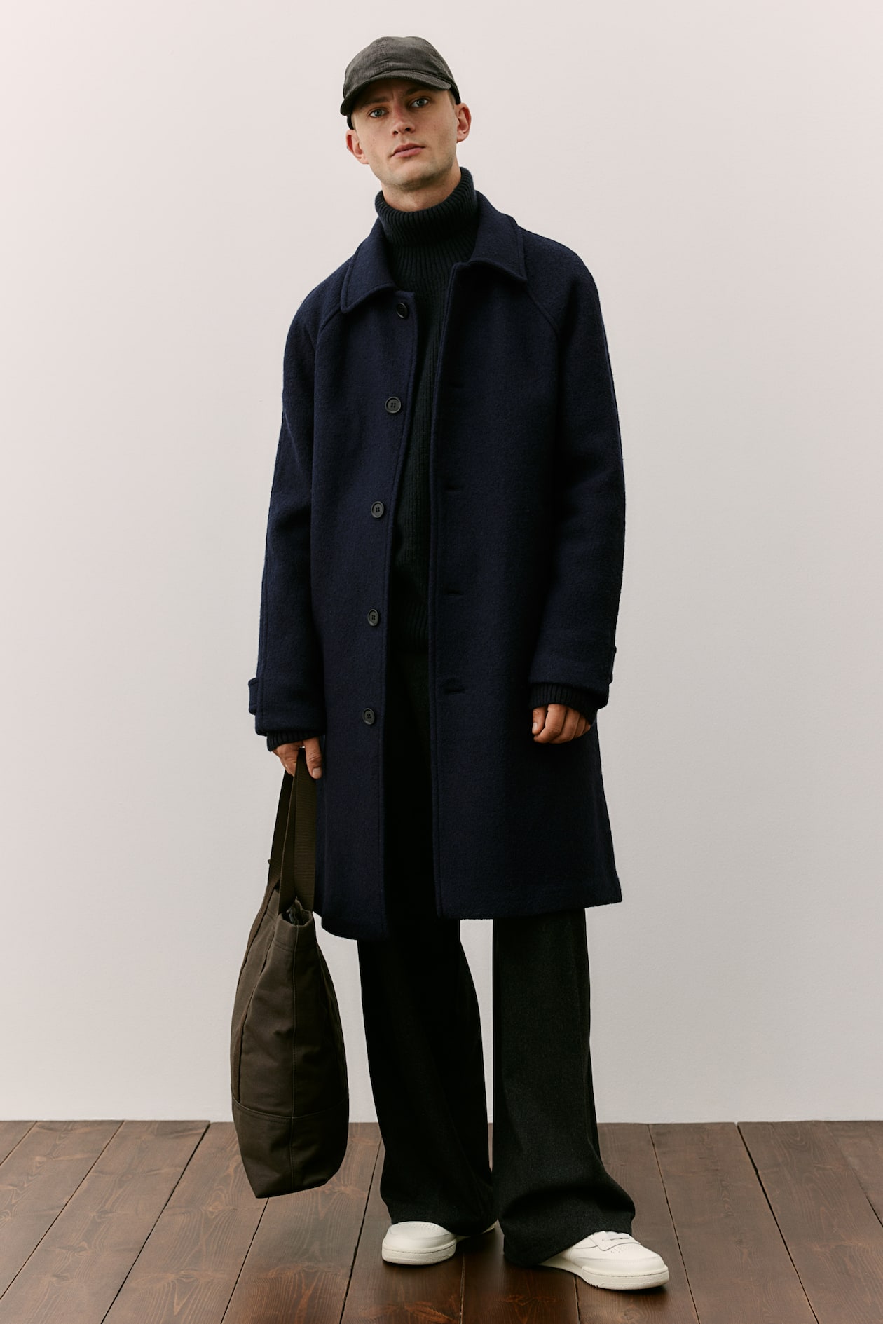 Regular Fit Wool-blend car coat Navy blue Men H&M GB