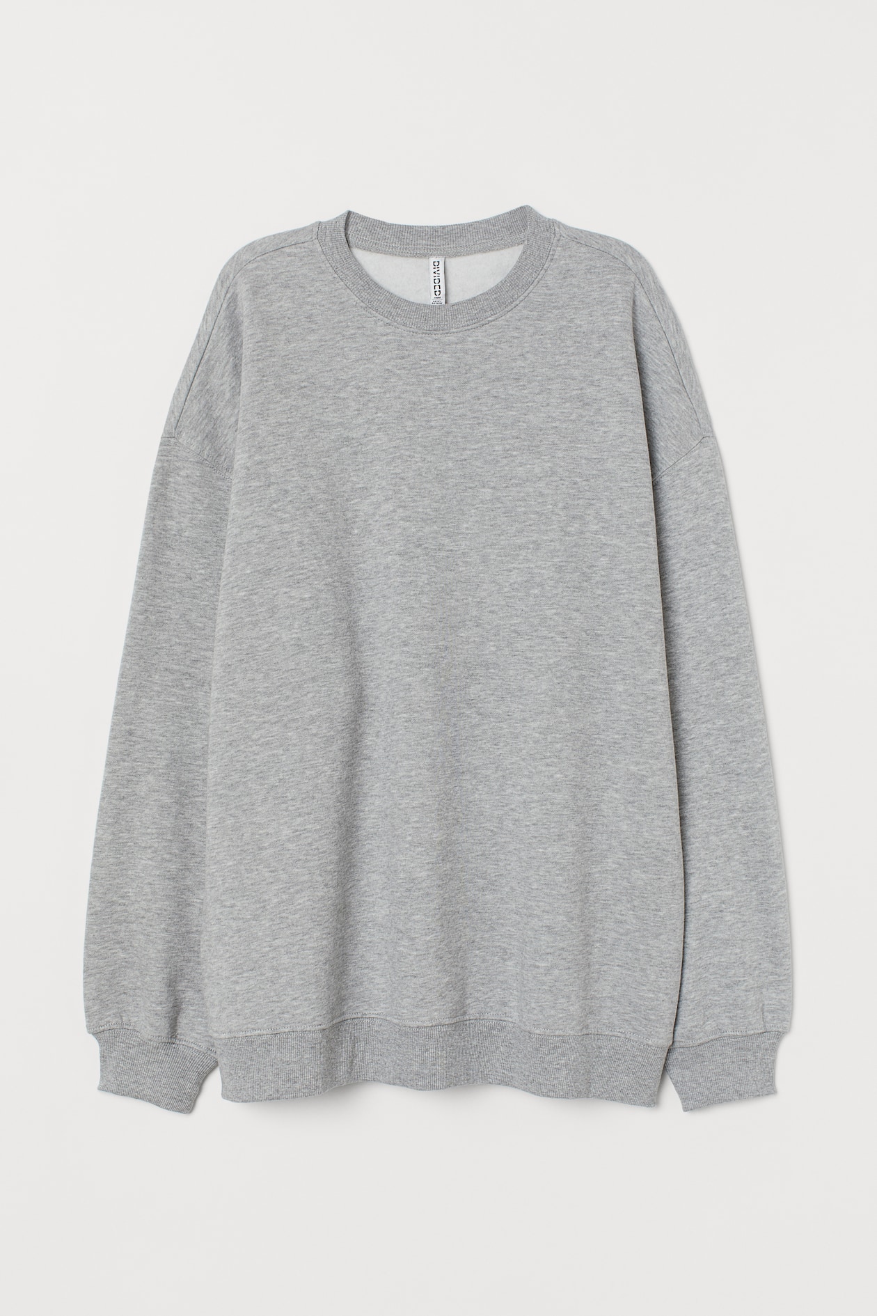 Oversized Sweatshirt - Round Neck - Long sleeve - Light gray melange ...