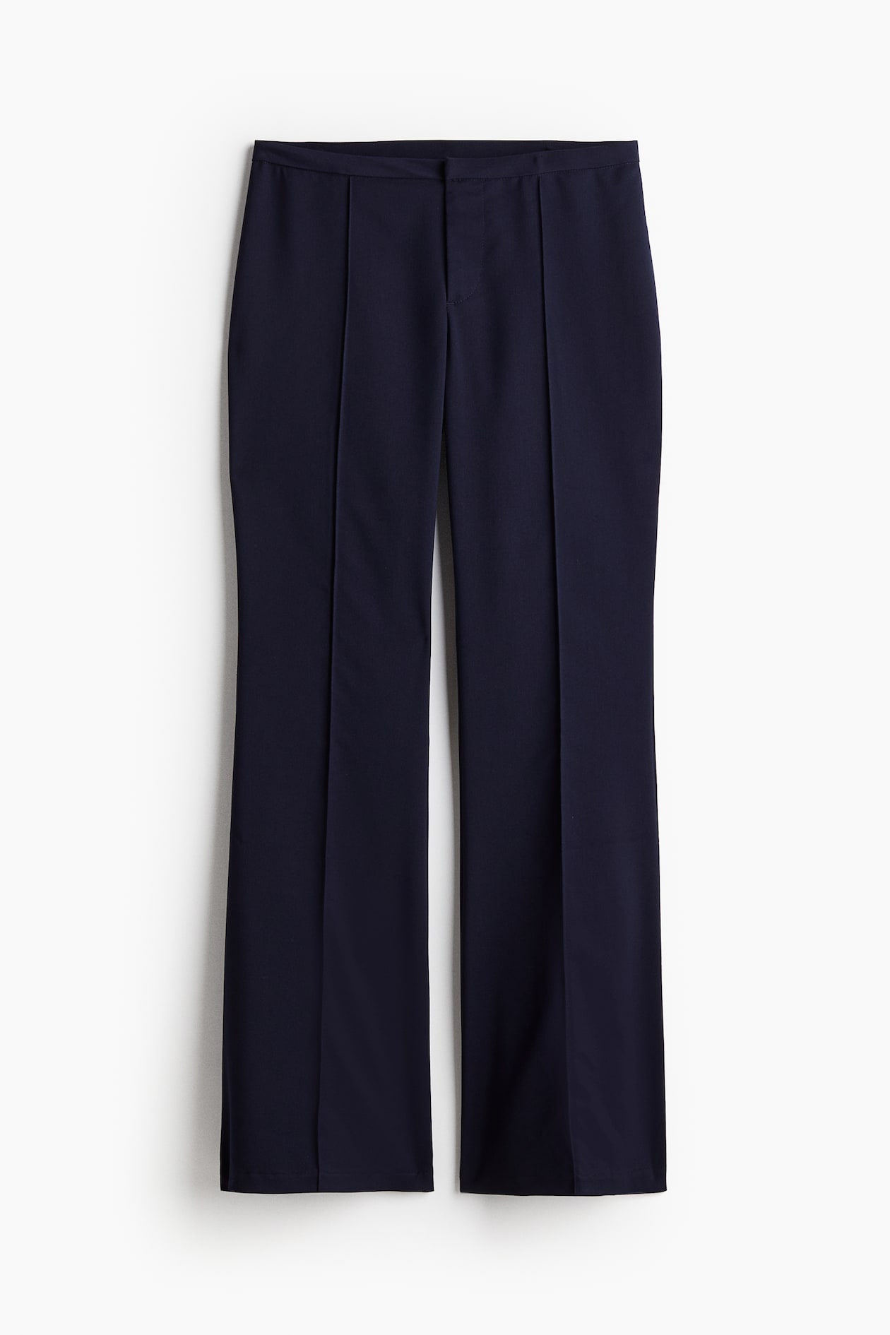 Flared Dress Pants Regular waist Long Navy blue Ladies H&M US