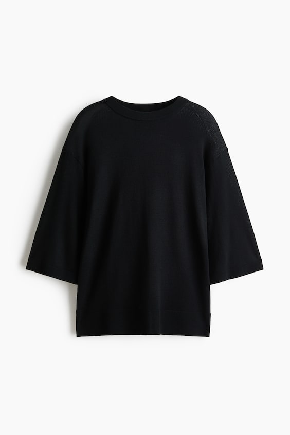 Женская футболка H&M Merino Wool, цвет: Чёрный