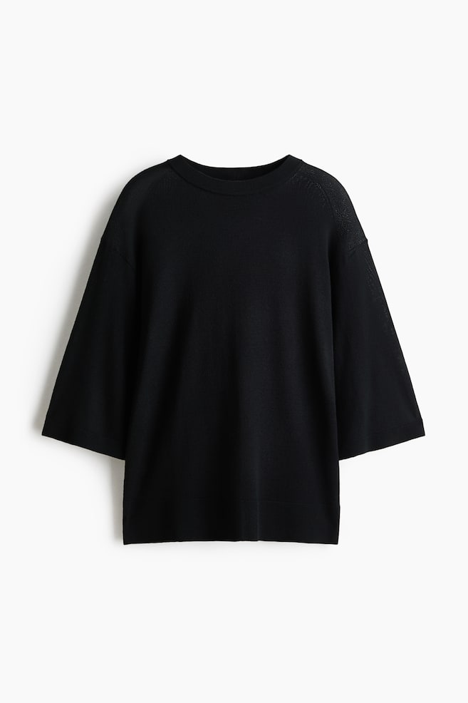 T-shirt en laine mérinos - Noir/Beige clair/Gris foncé - 1