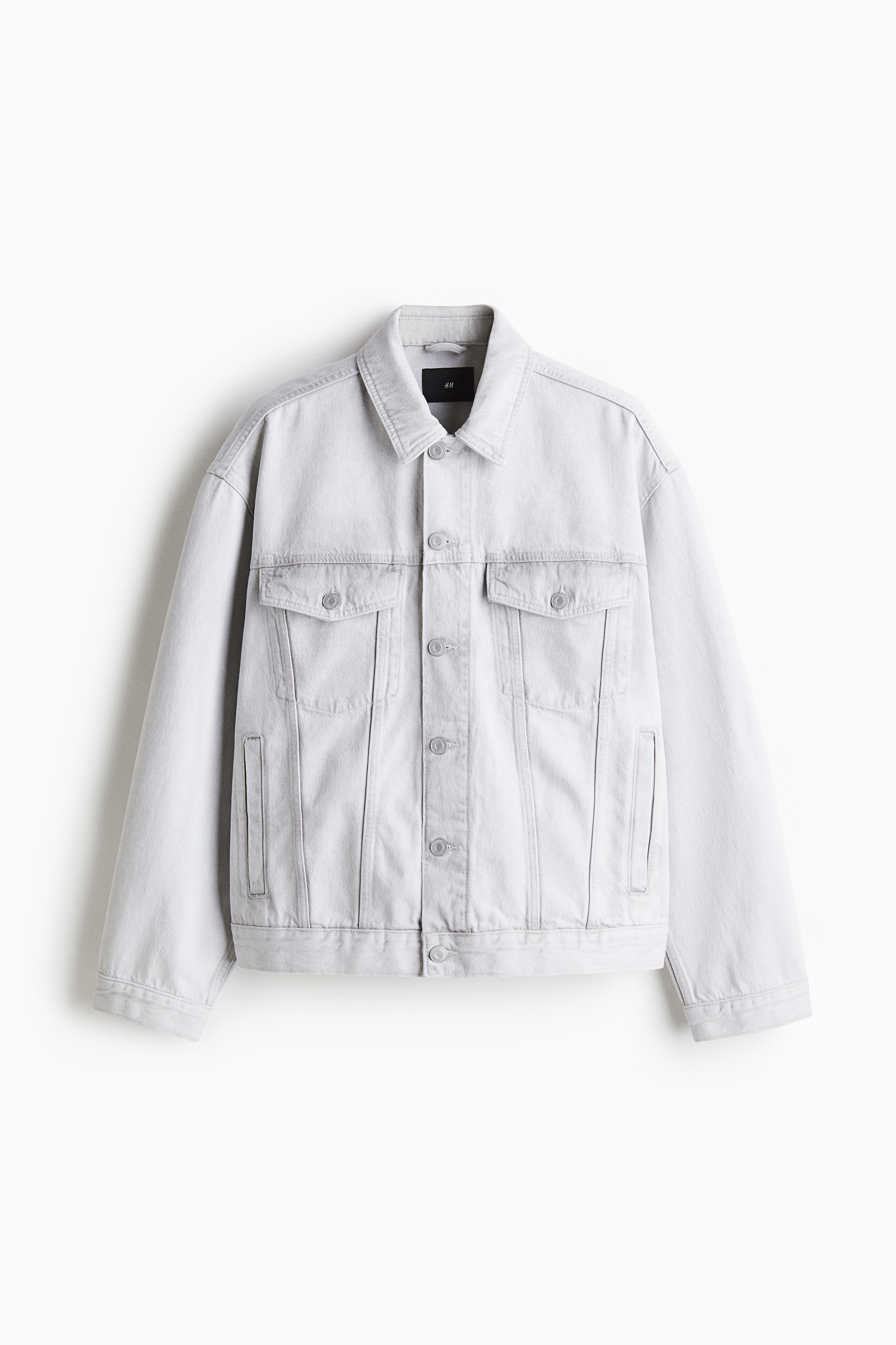 寬鬆剪裁丹寧外套 - 淺灰色