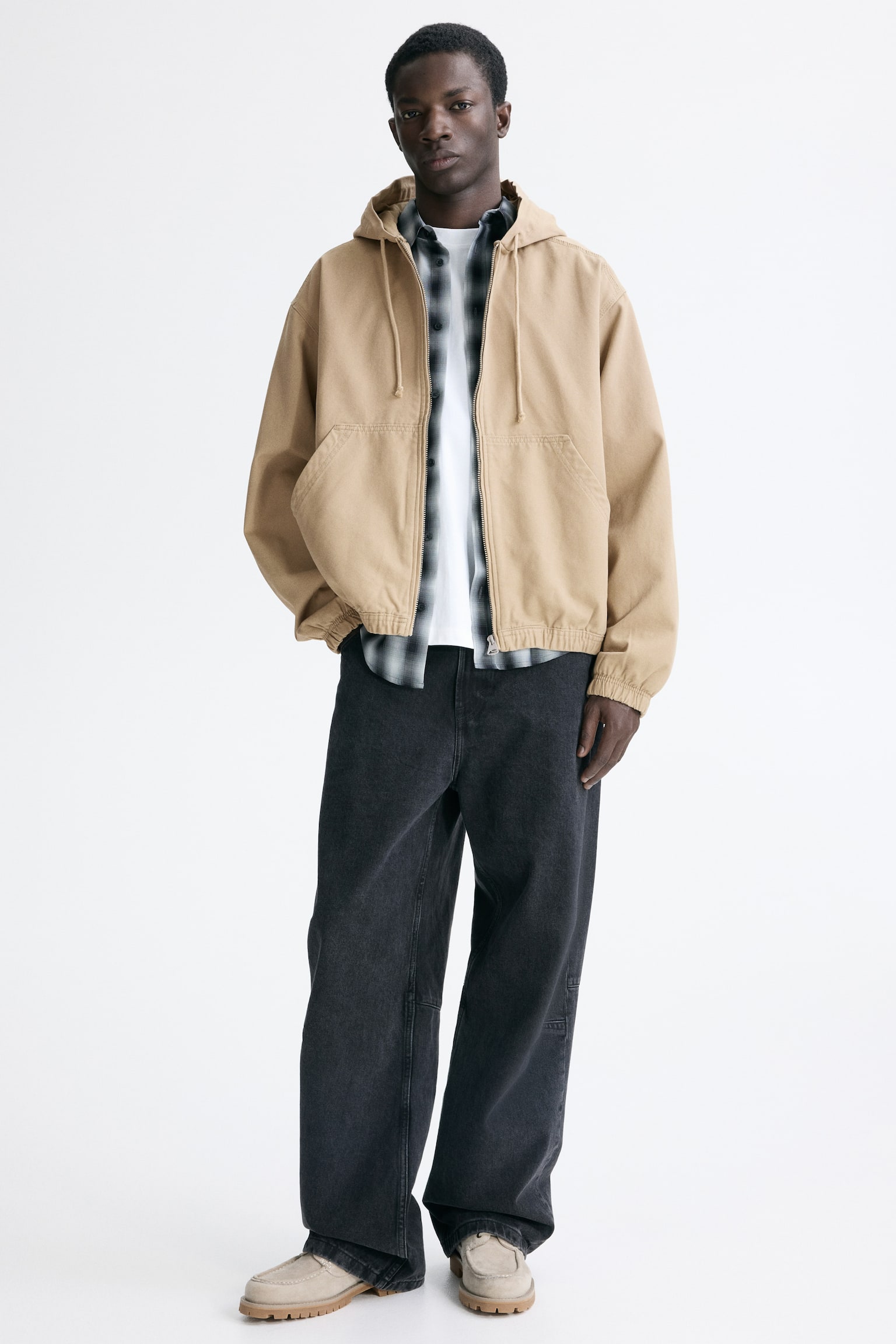 Мужская куртка H&M Hooded Workwear, цвет: Бежевый — фото 3