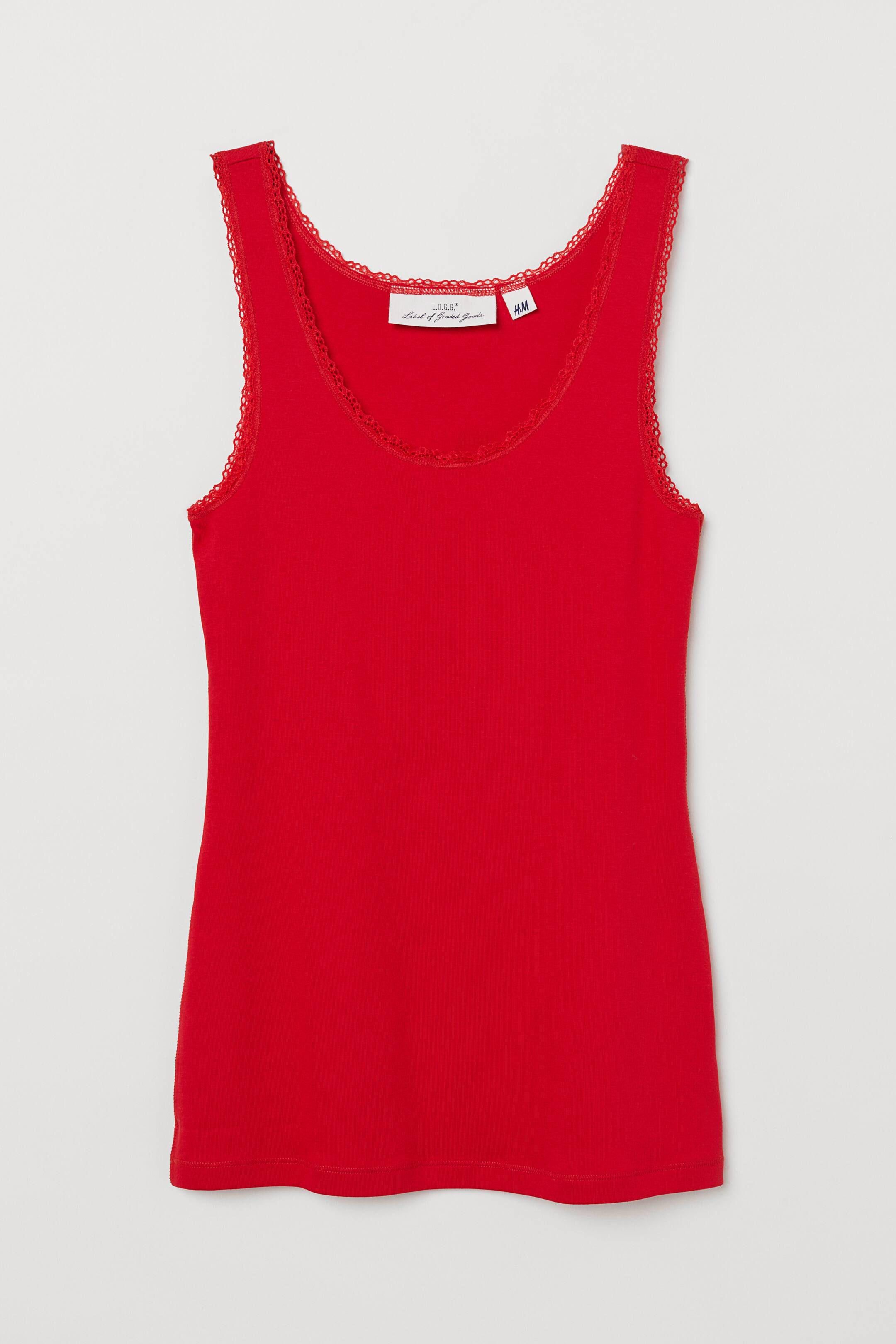View larger image: Vest top with lace trims - Bright red - Ladies | H&M 1