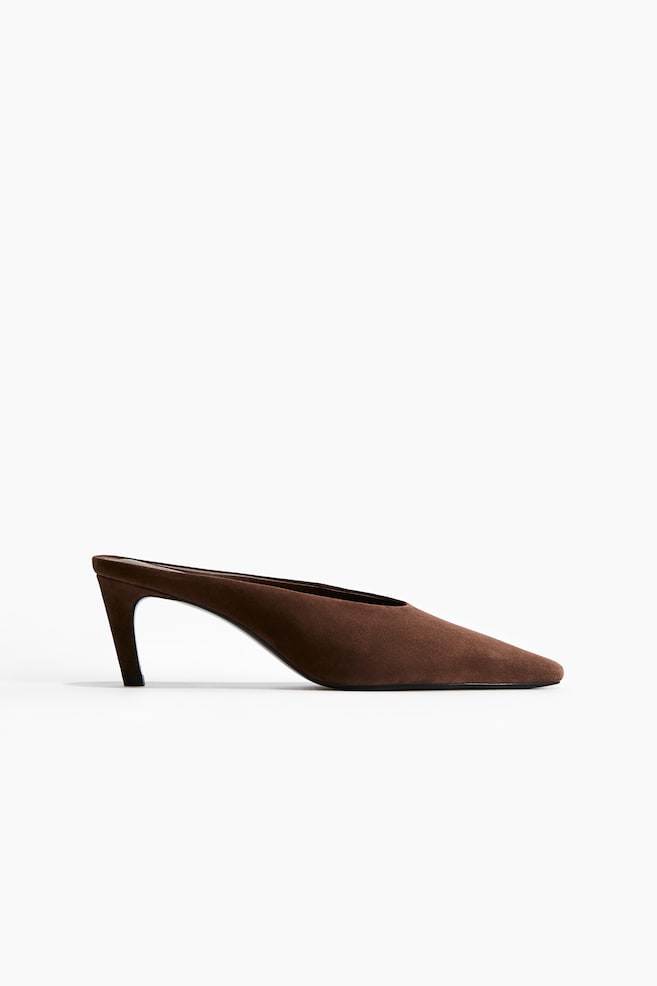 Spitze Mules aus Veloursleder - Braun/Schwarz - 1