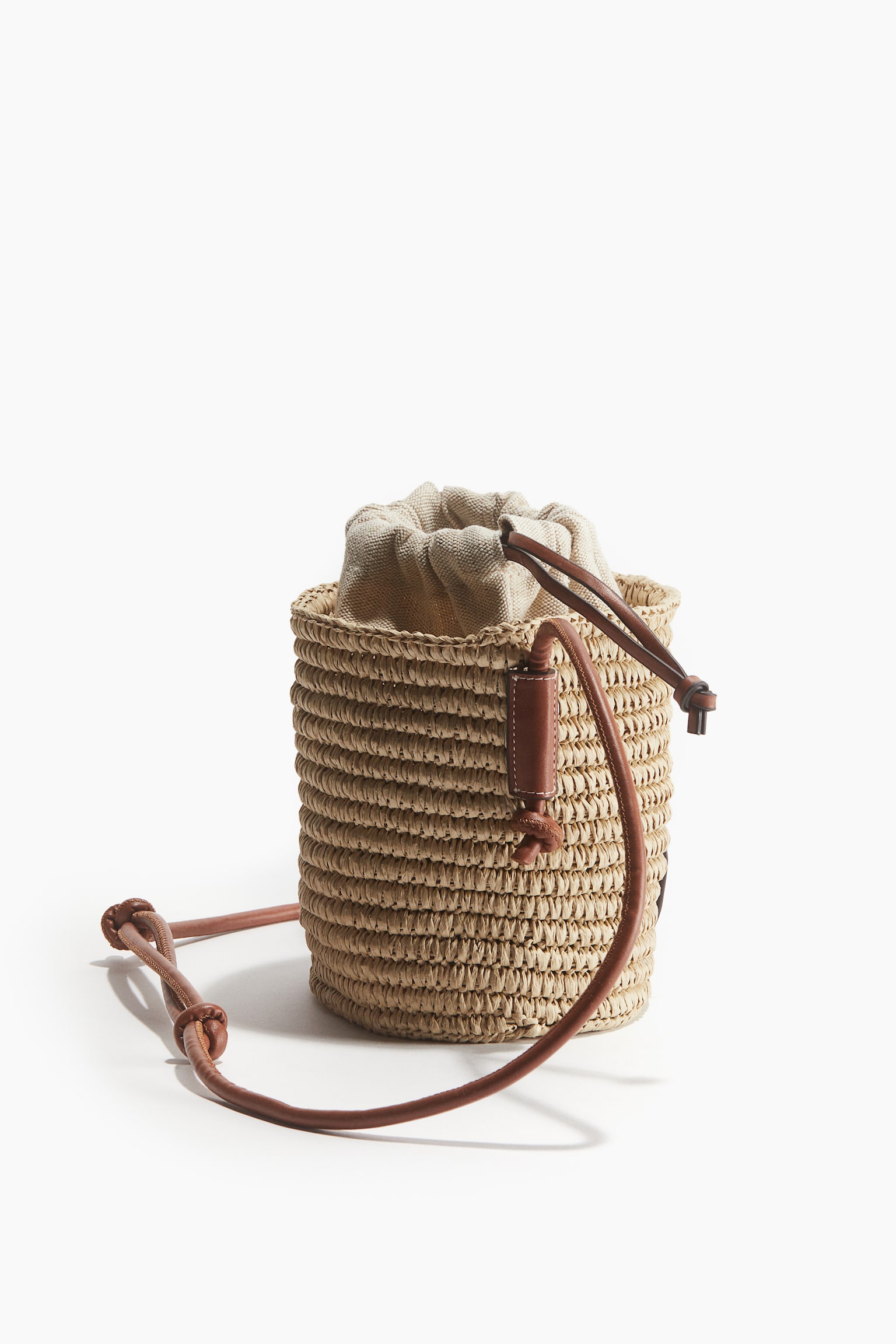 Straw Bucket Bag - Beige - 4