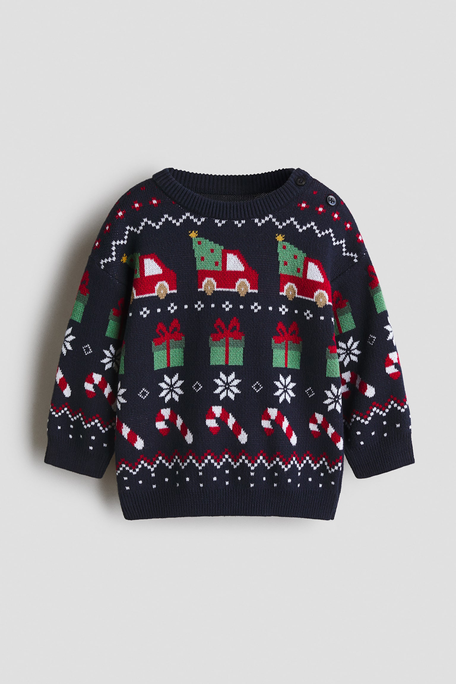 Jersey en punto jacquard - Azul marino/Navidad