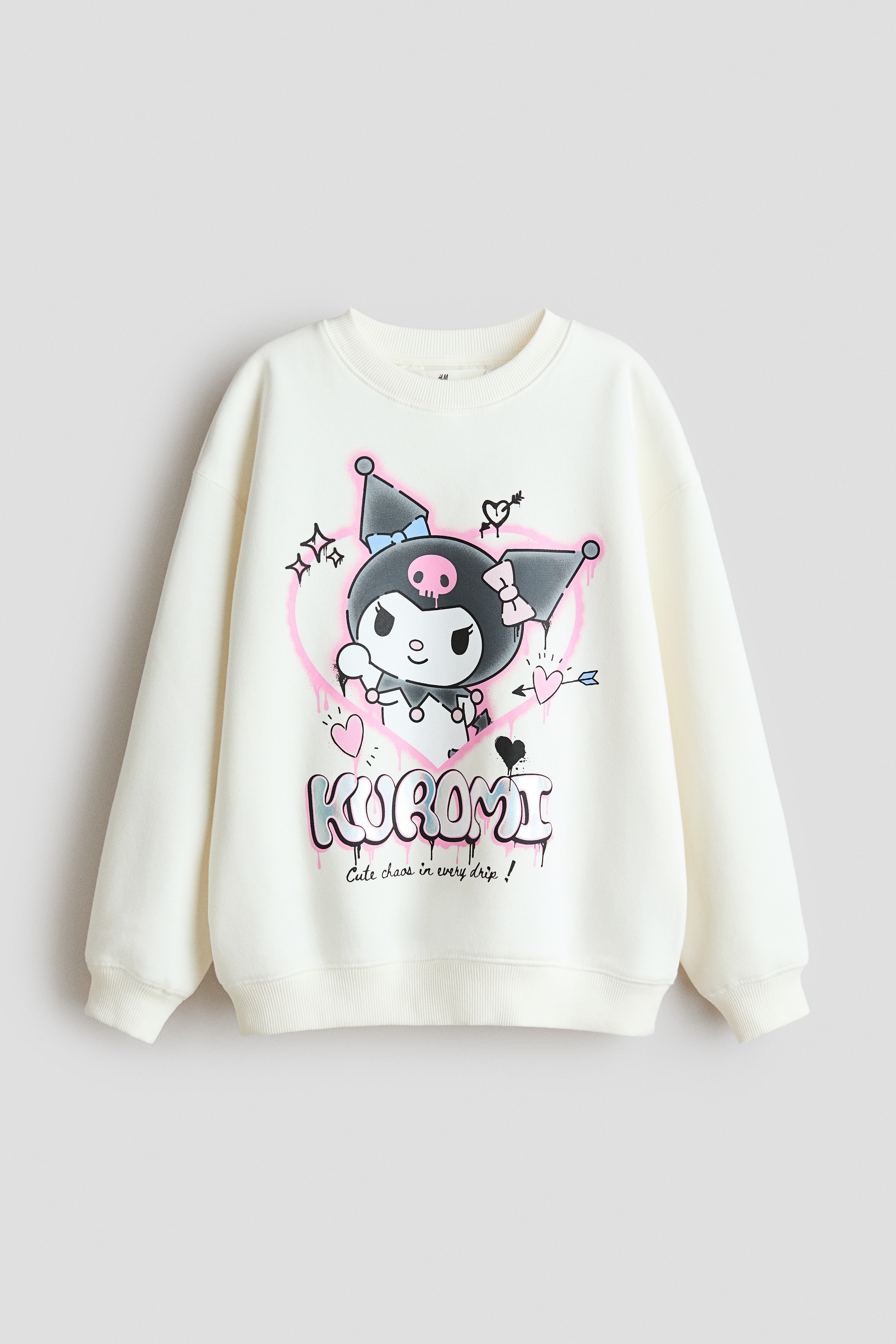 Dziewczynka - Bluza dresowa oversize z nadrukiem motywu Kremowy/Kuromi - Size: 146/152 (10-12Y)  - H&M